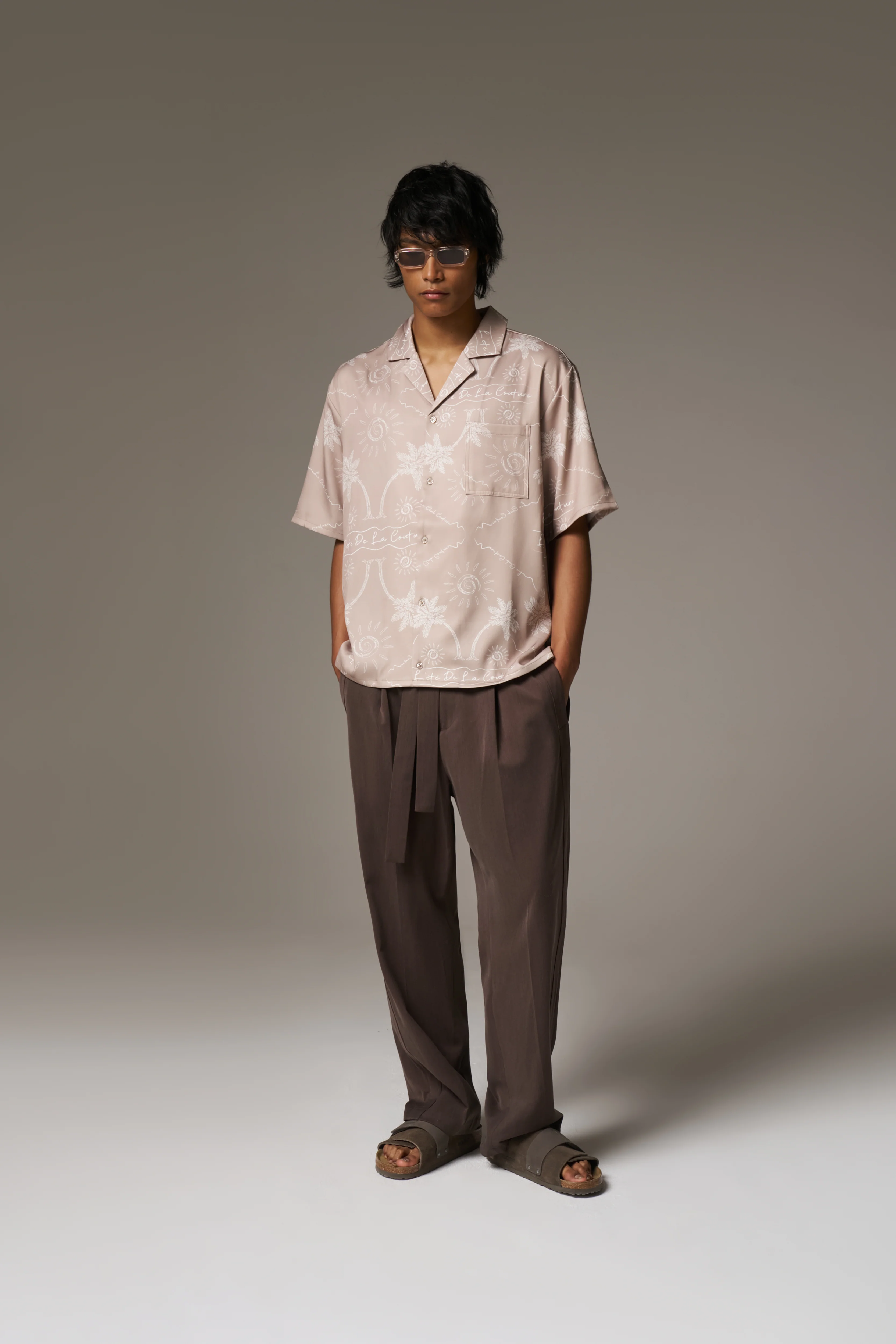 PALM PRINT SHIRT - BEIGE