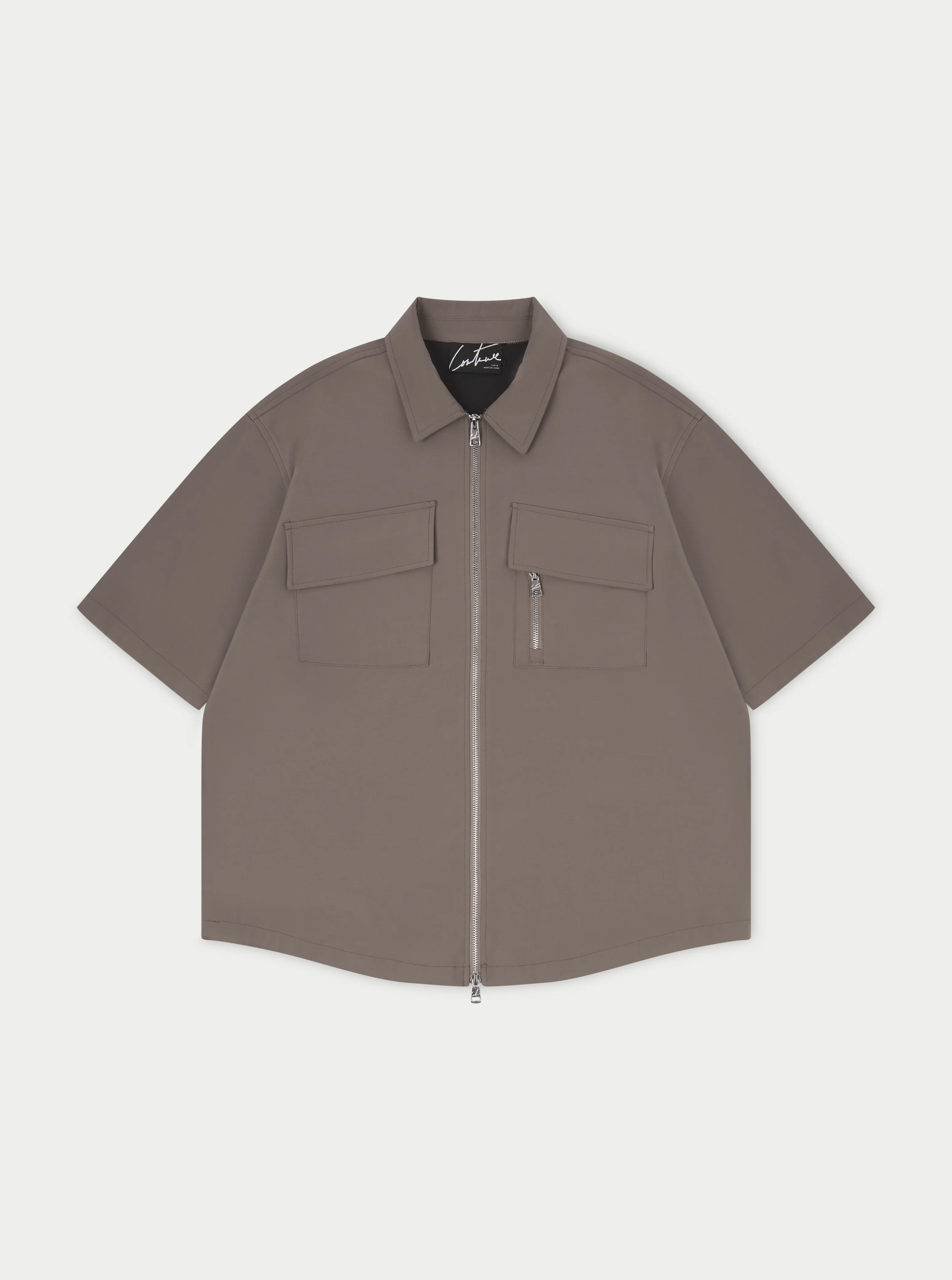TECHNICAL HEAVYWEIGHT ZIP OVERSHIRT - COFFEE