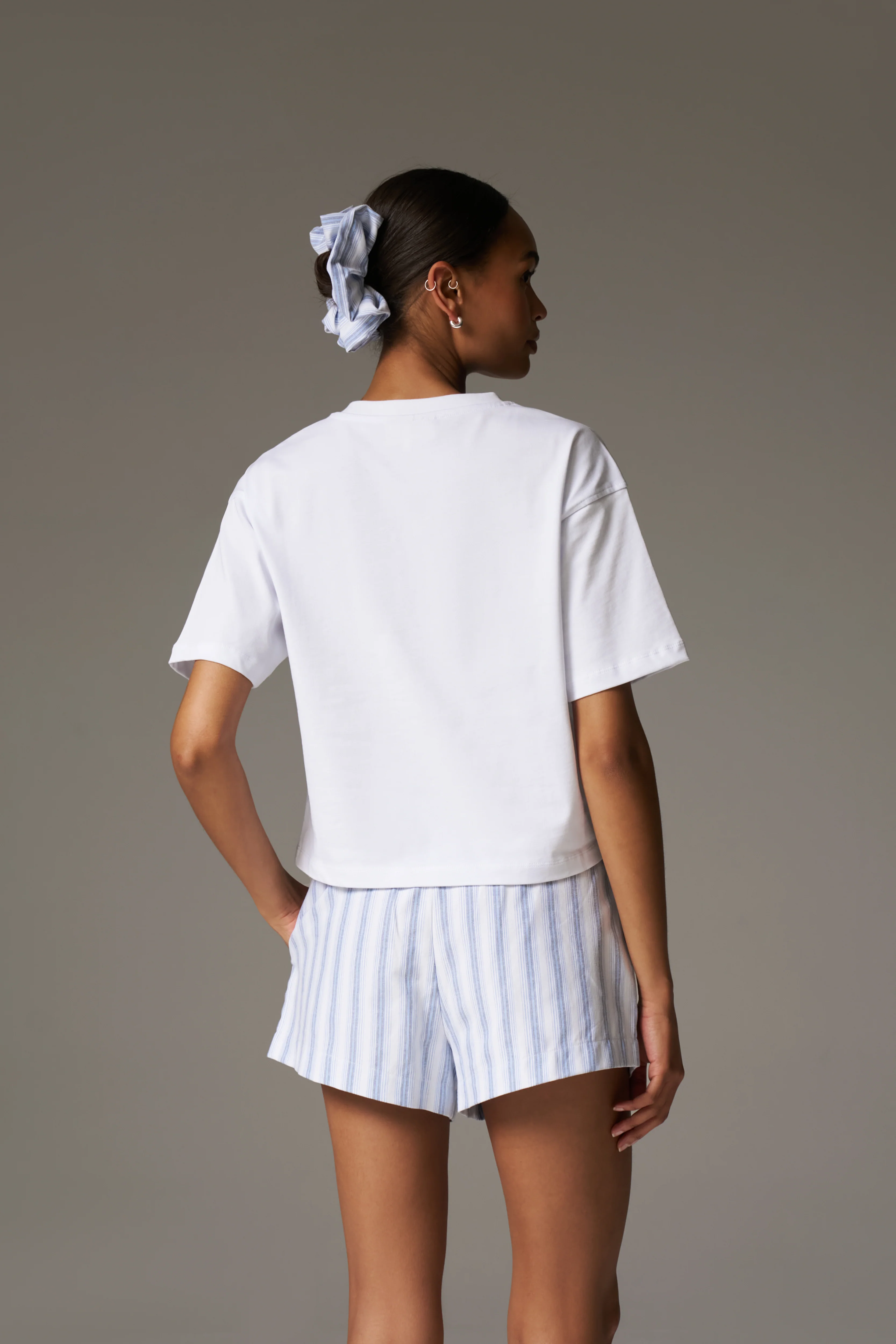 EMBROIDERED PALM GRAPHIC BOXY T-SHIRT - WHITE