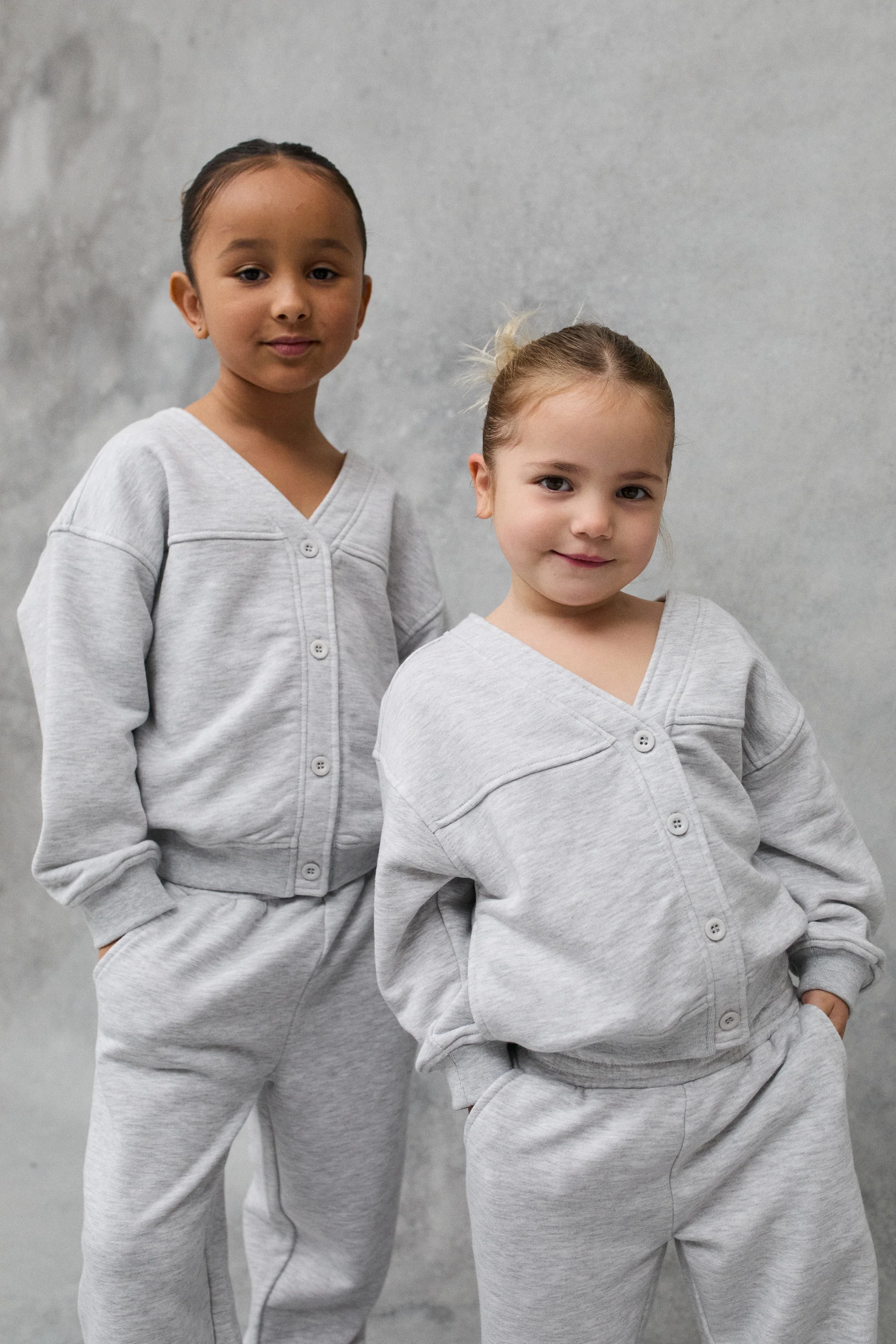 JNR JERSEY CARDIGAN - GREY MARL