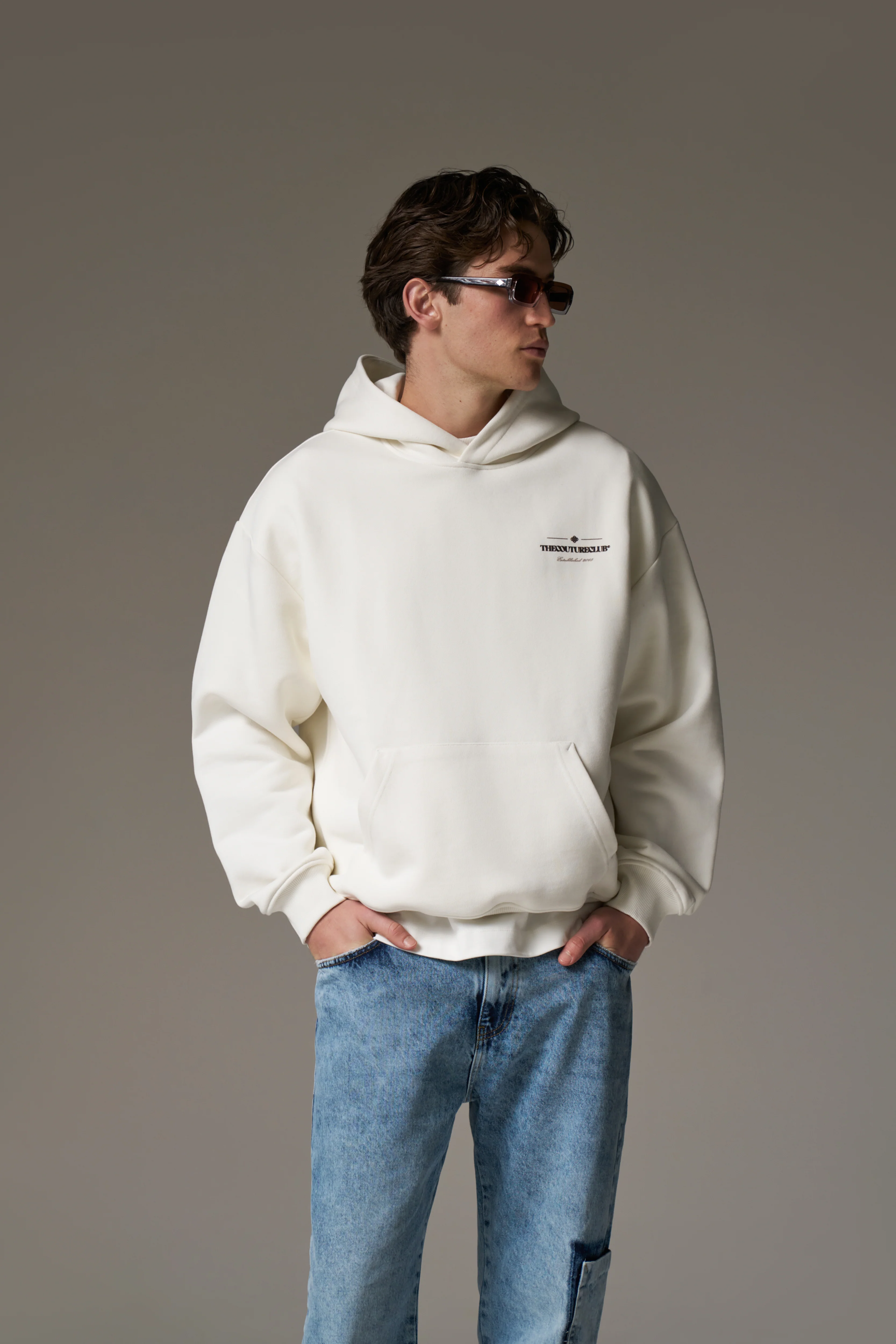 MIXED FONT GRAPHIC HOODIE - OFF WHITE