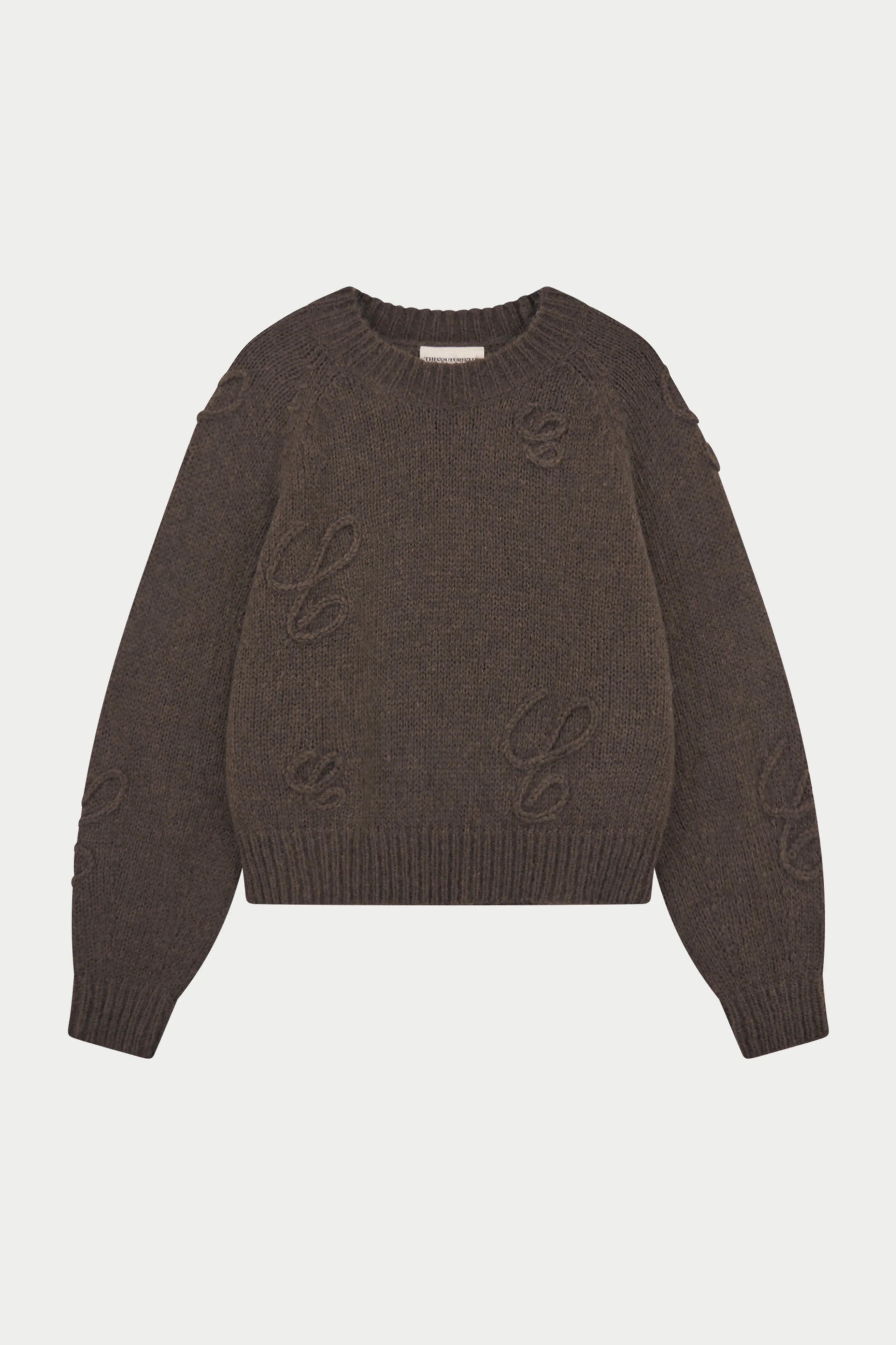 SCRIPT APPLIQUE OVERSIZED JUMPER - COCOA