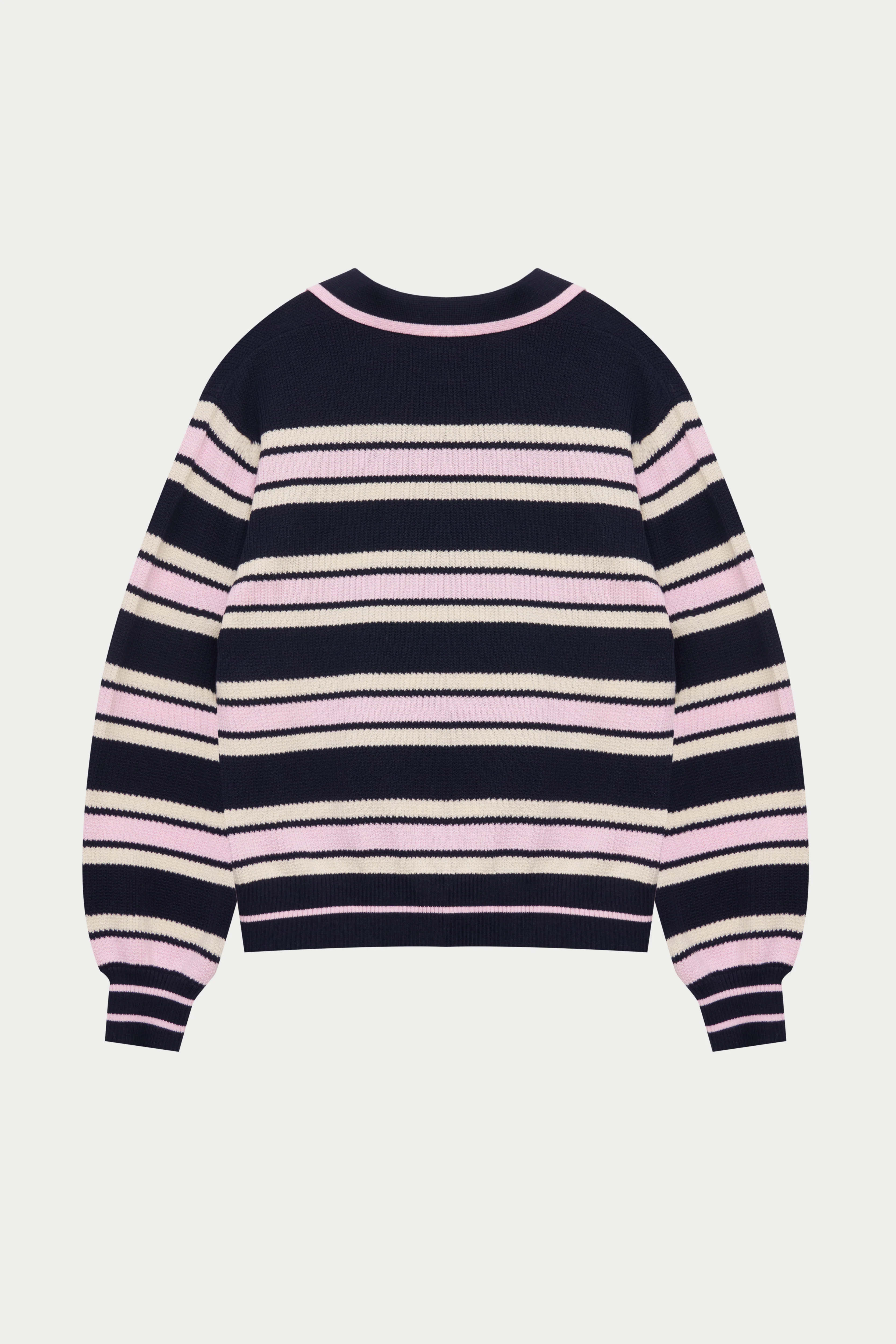 STRIPE KNITTED POLO SWEATSHIRT - NAVY