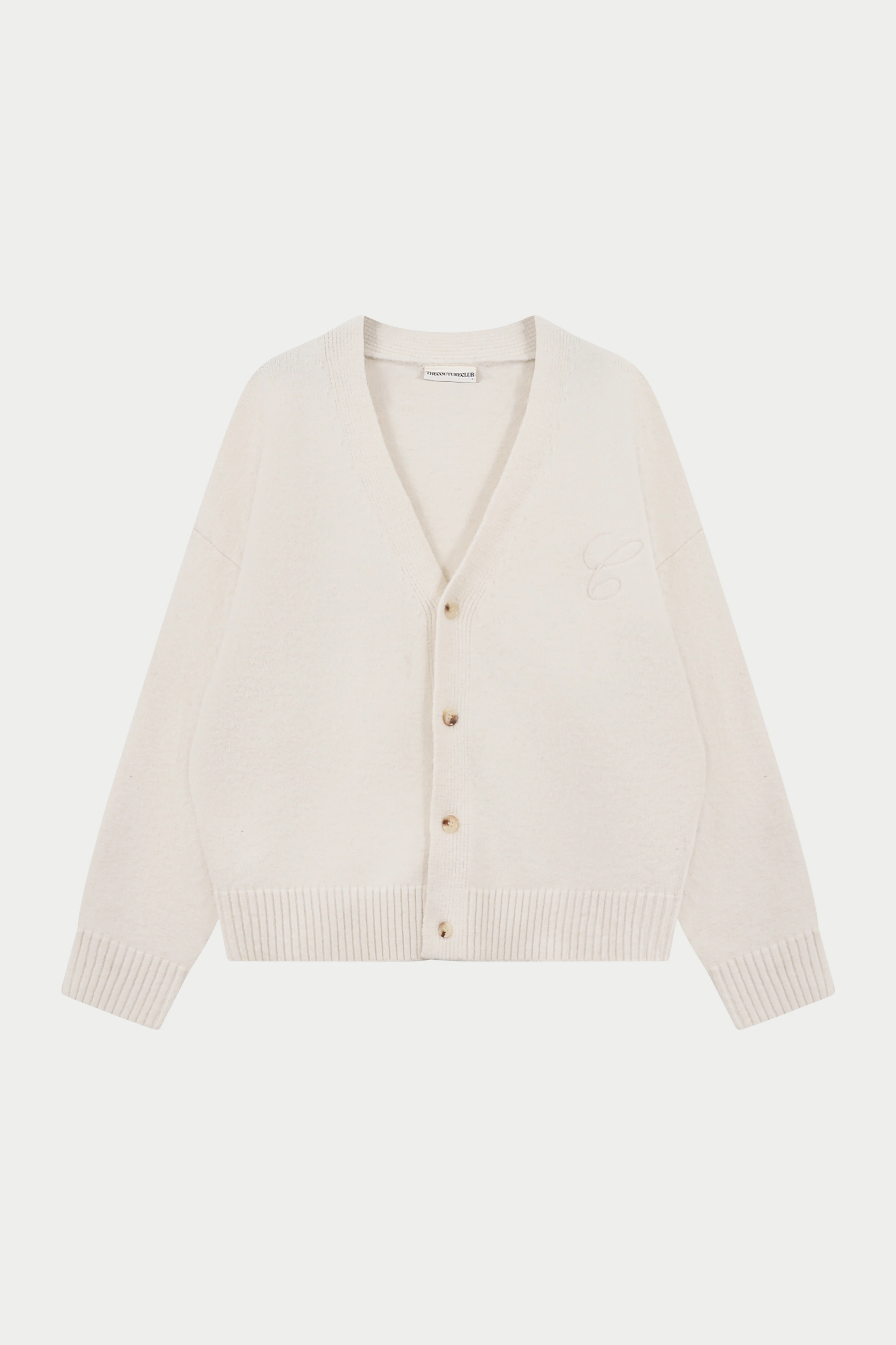 C EMBROIDERY KNITTED CARDIGAN - OFF WHITE