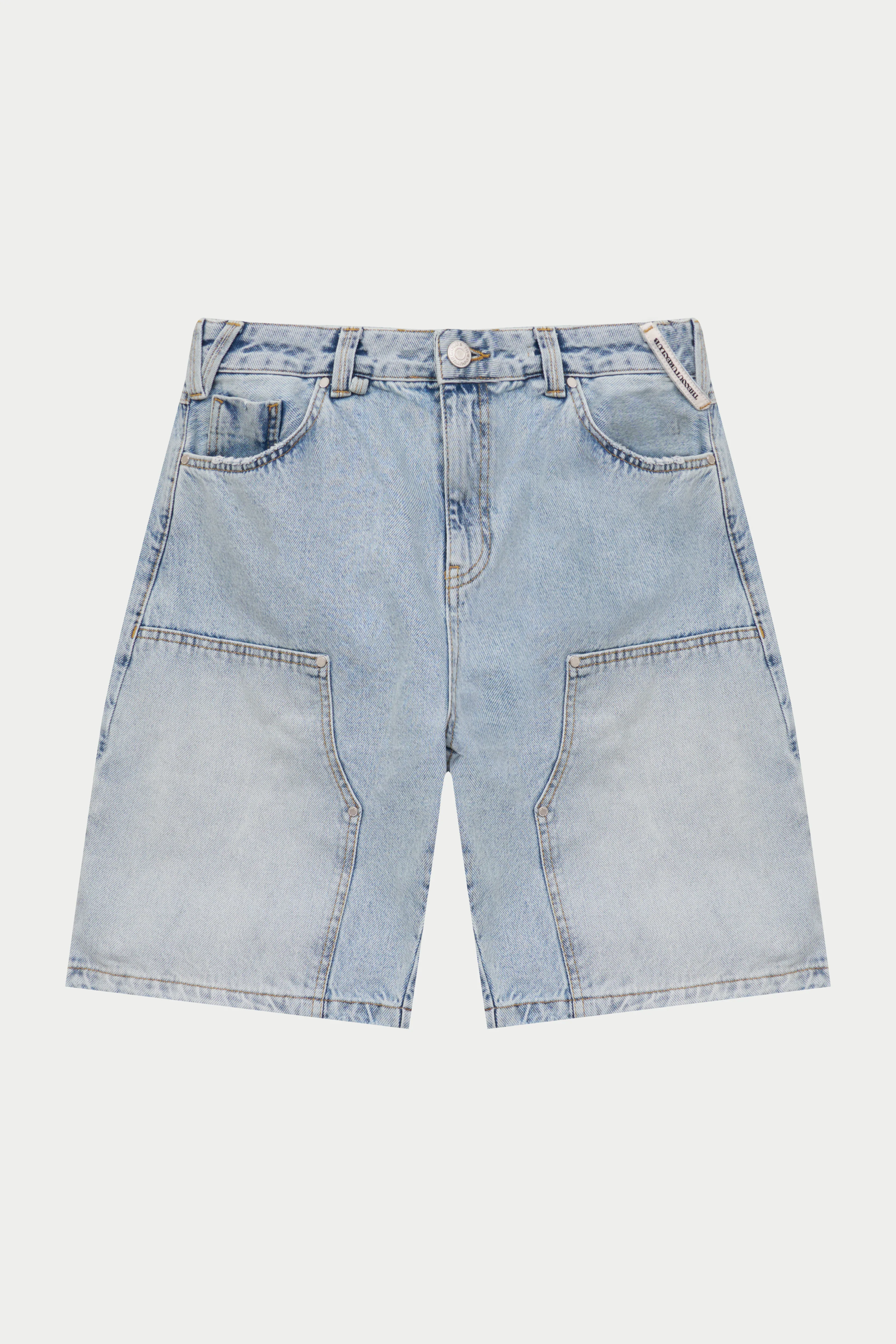 DENIM CARPENTER SHORTS - BLUE WASH