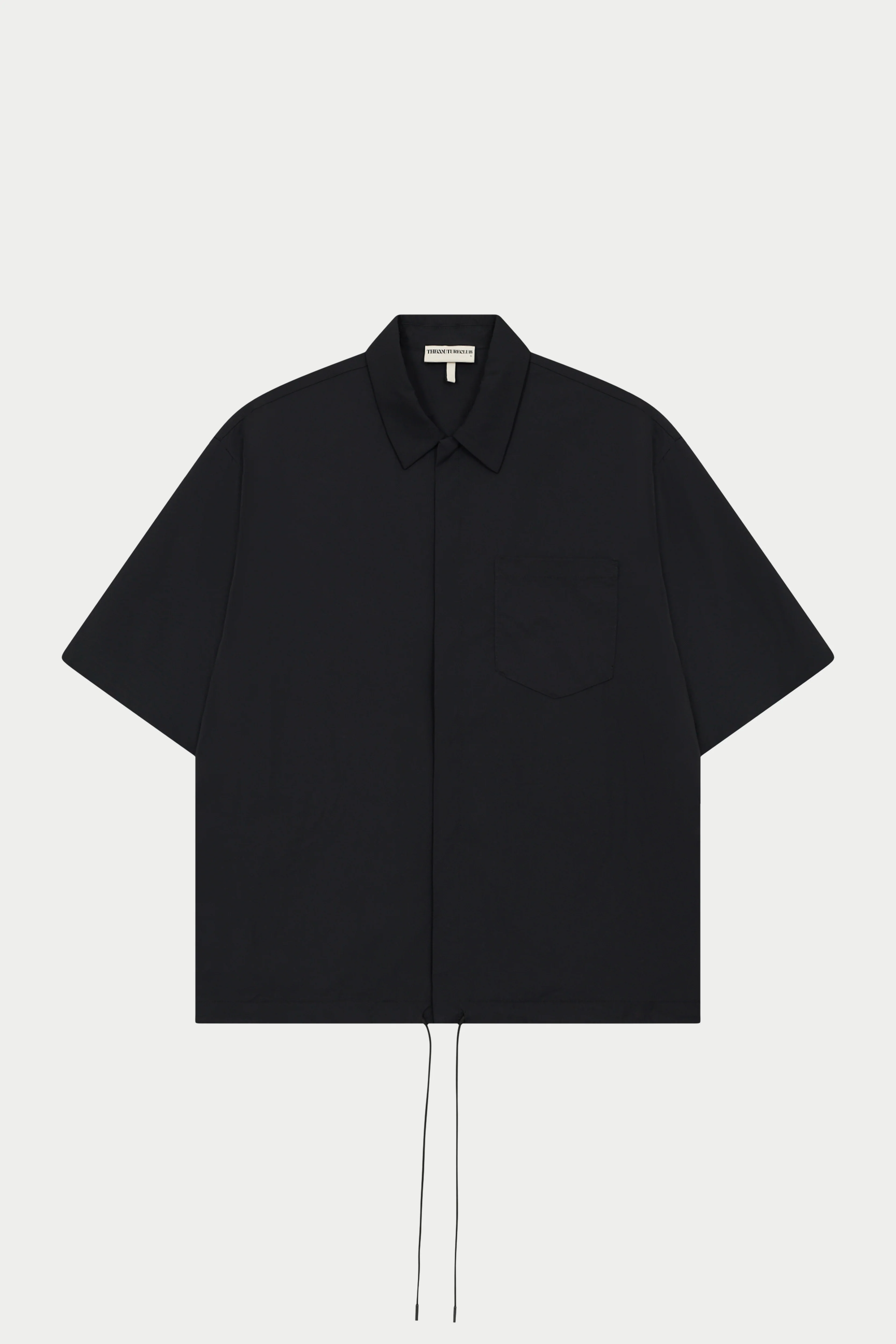 NYLON DRAWCORD SHIRT - BLACK