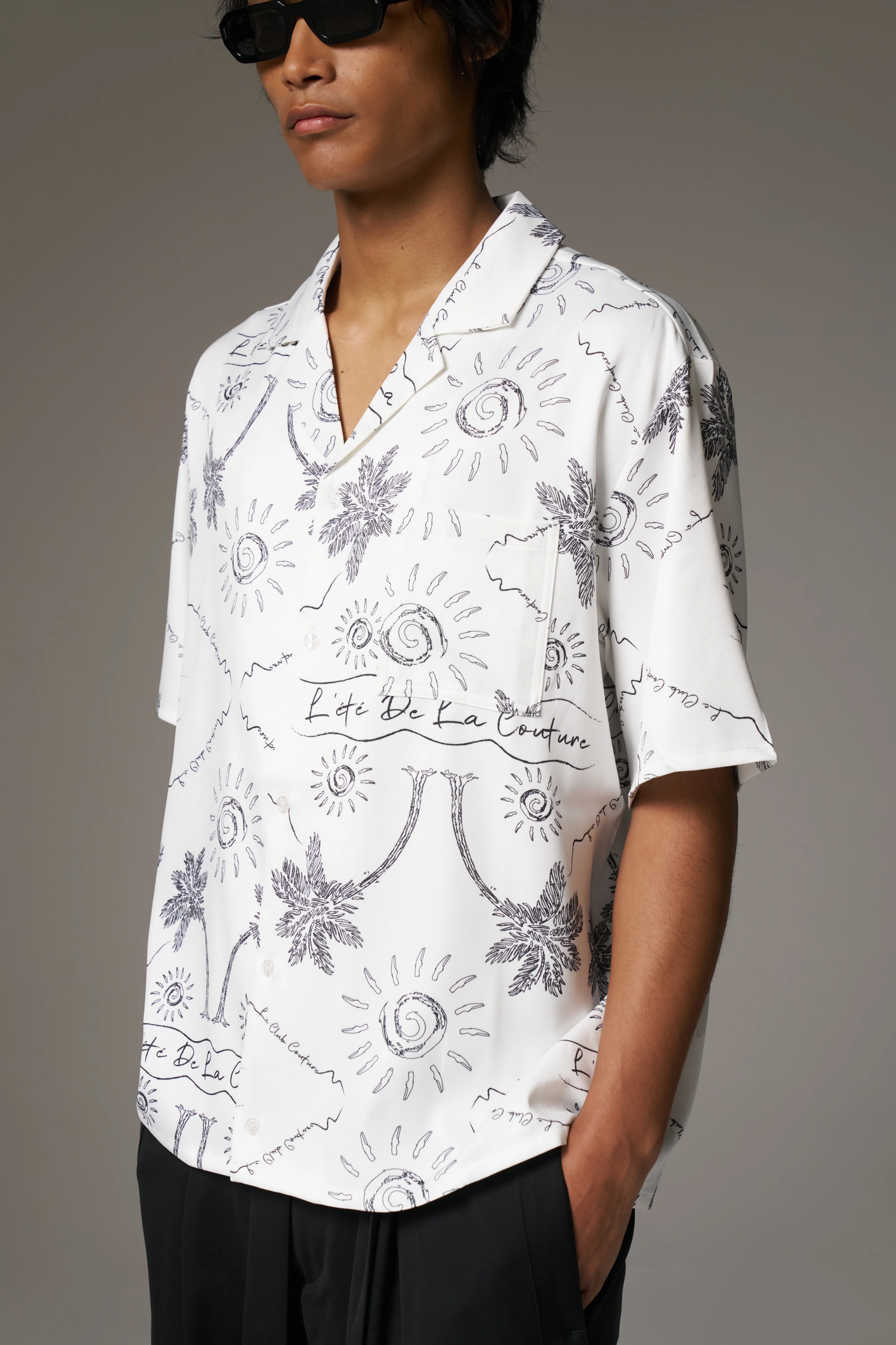 PALM PRINT SHIRT - WHITE