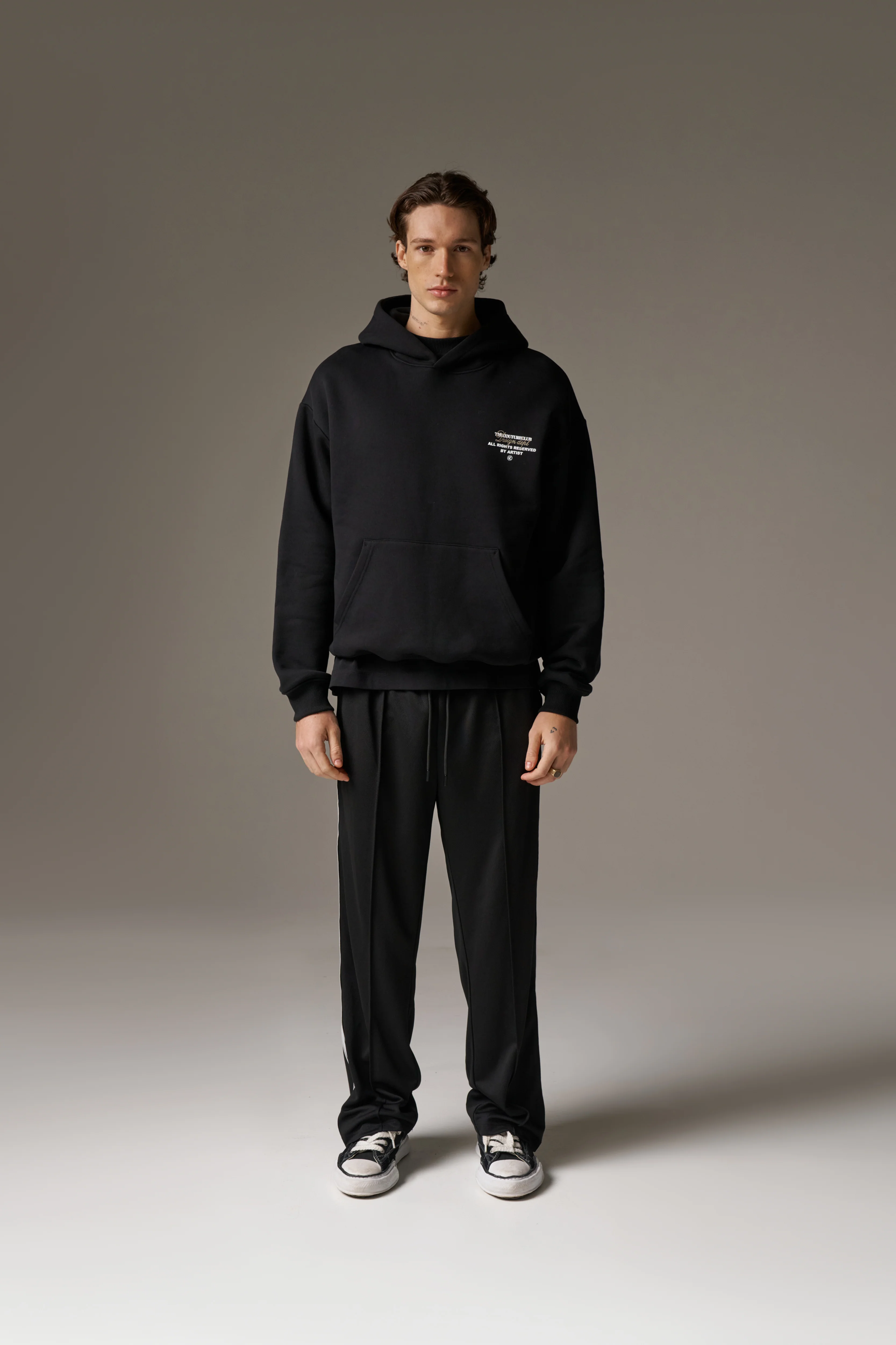 DESIGN DEPARTMENT CHEST PRINT HOODIE - BLACK