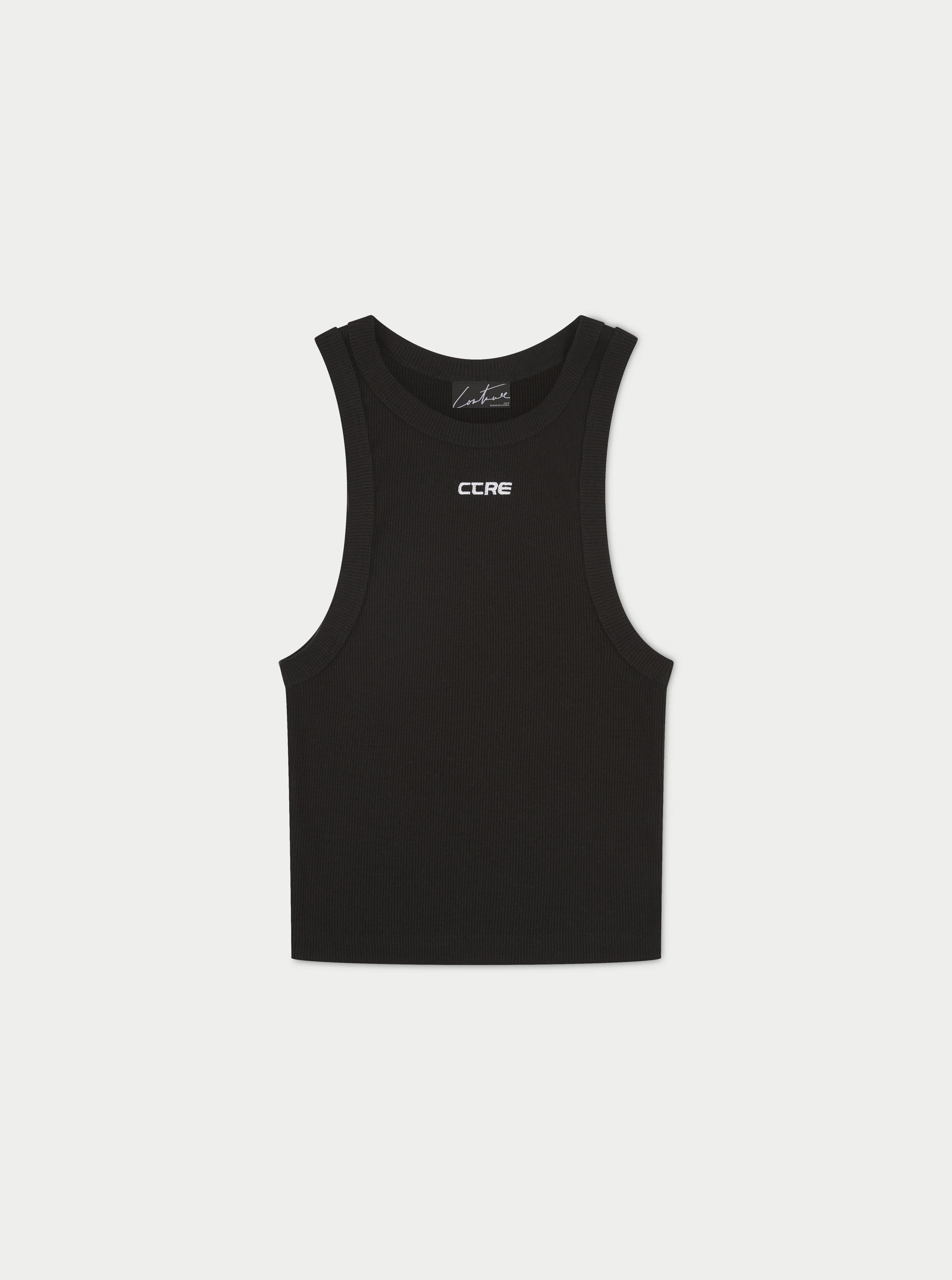 LOGO RIBBED RACER VEST - BLACK