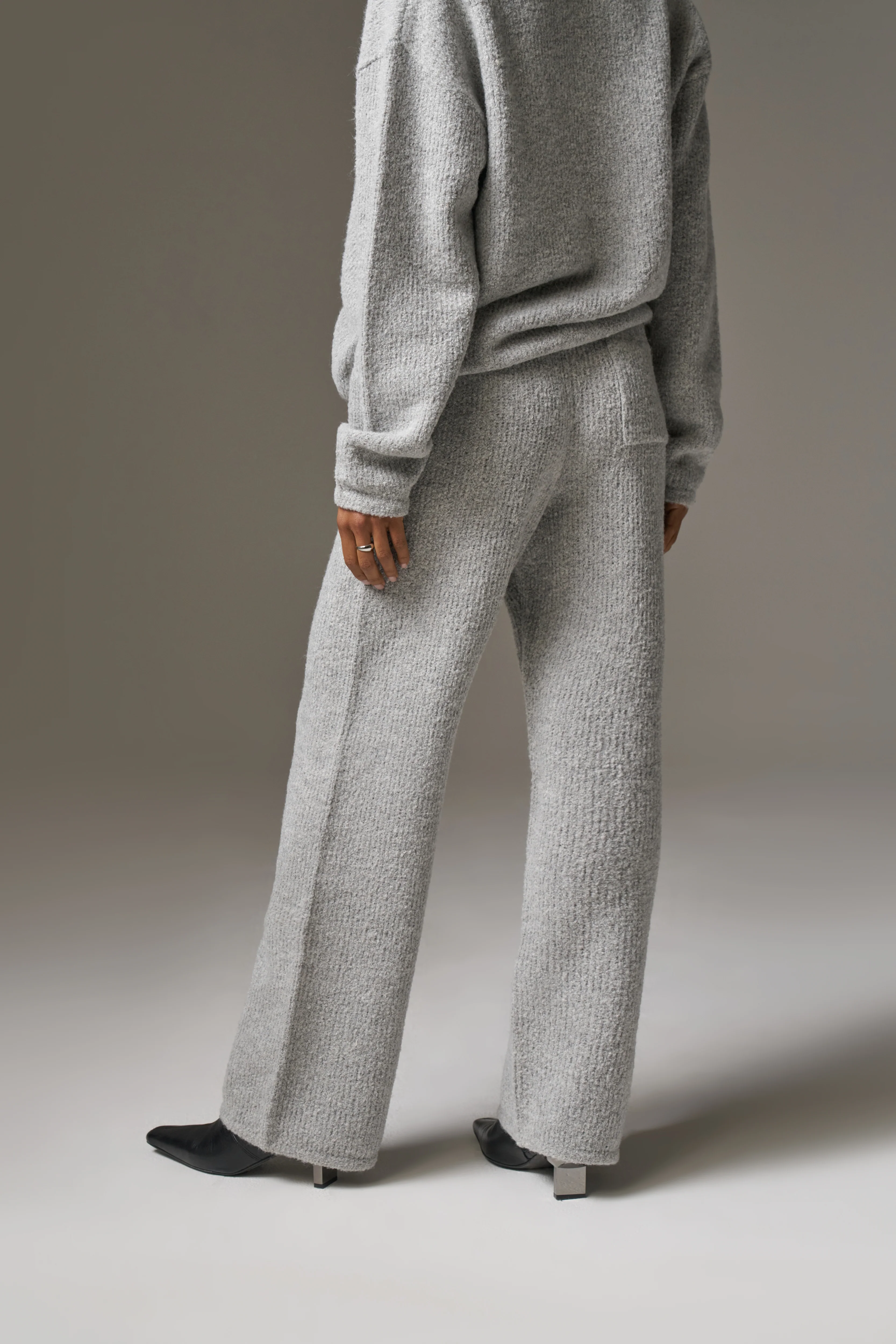 BOUCLE KNIT PANTS - GREY MARL