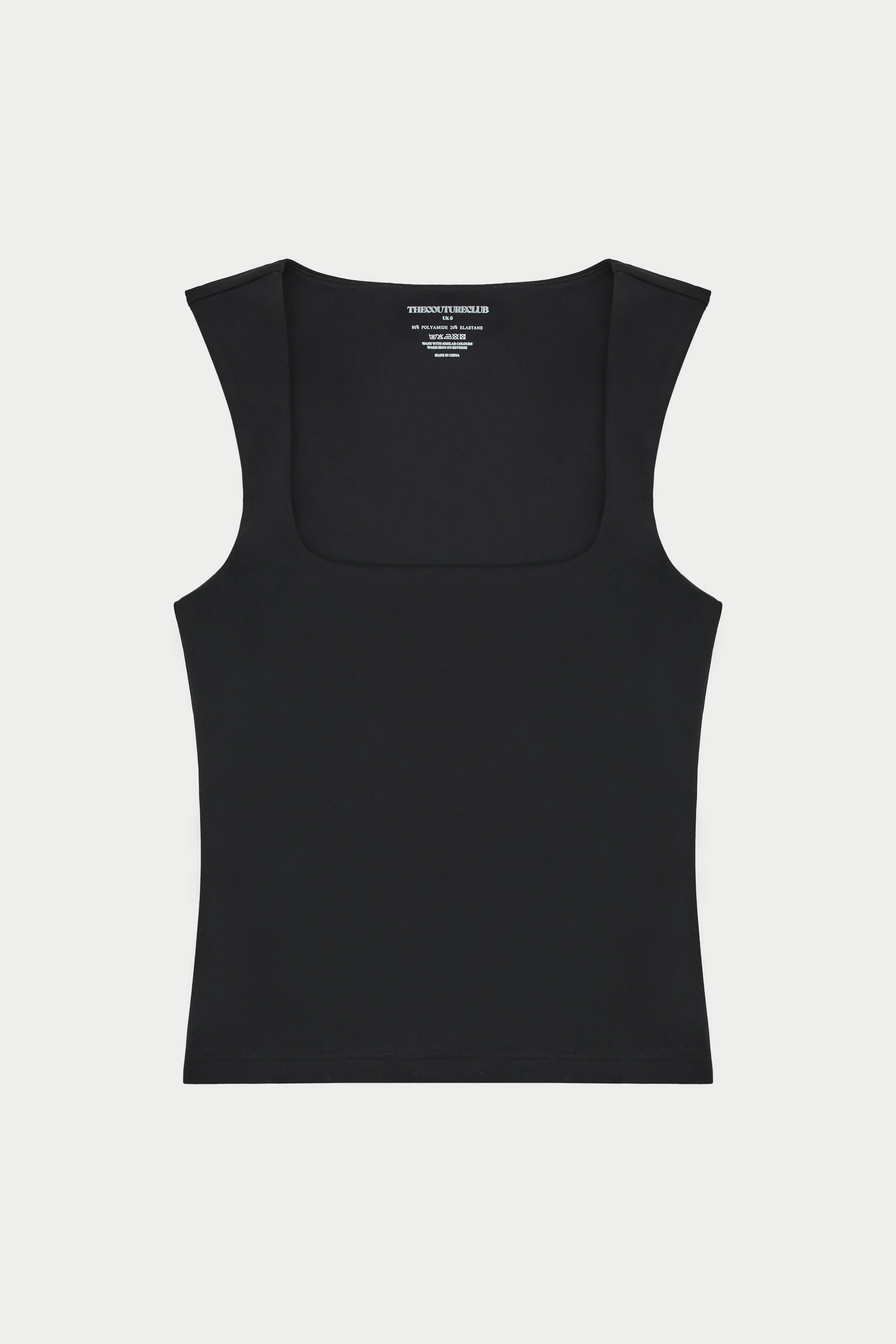 SCULPTING STRETCH SCOOP NECK TOP - BLACK