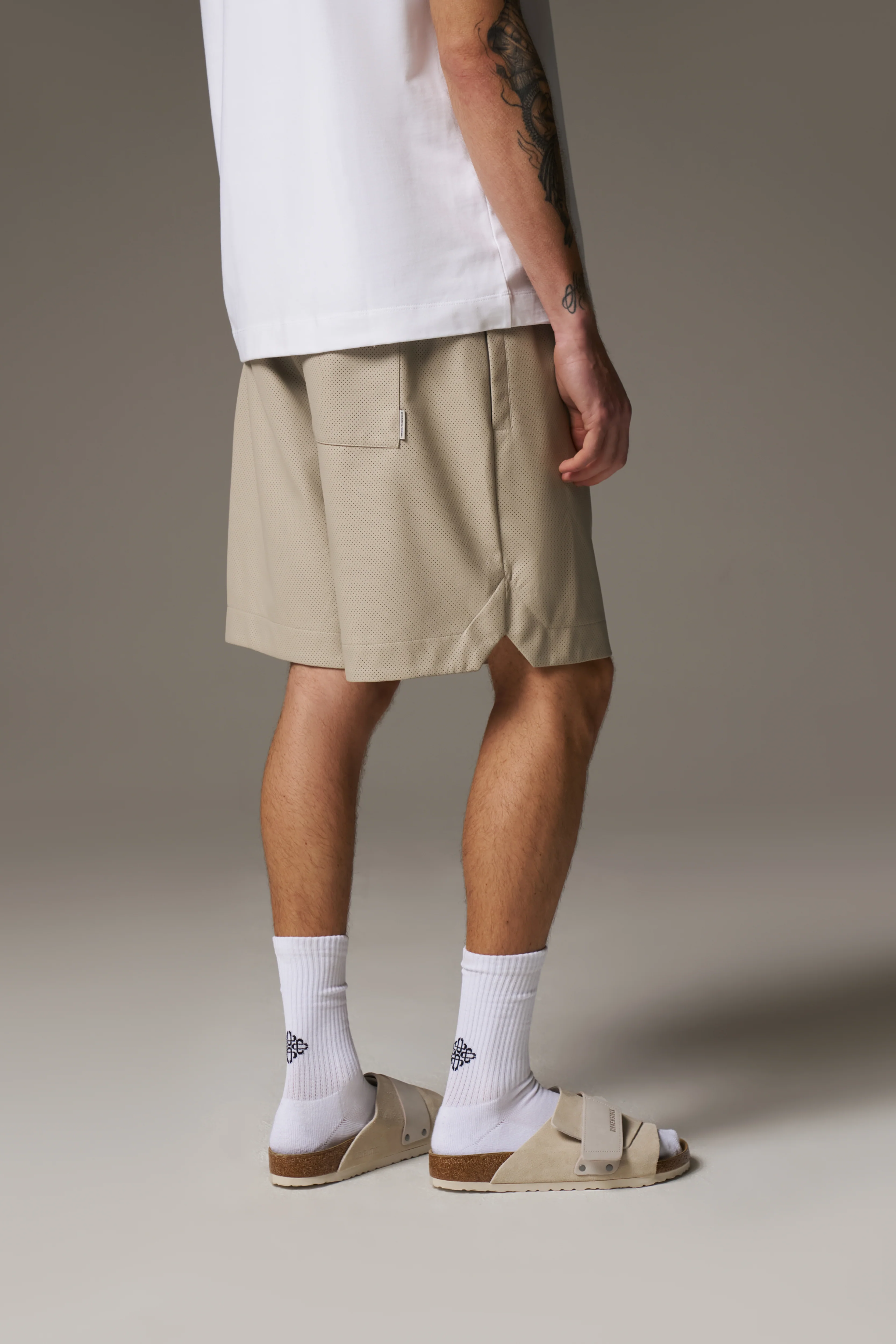 AIRTEX FAUX LEATHER SHORTS - STONE