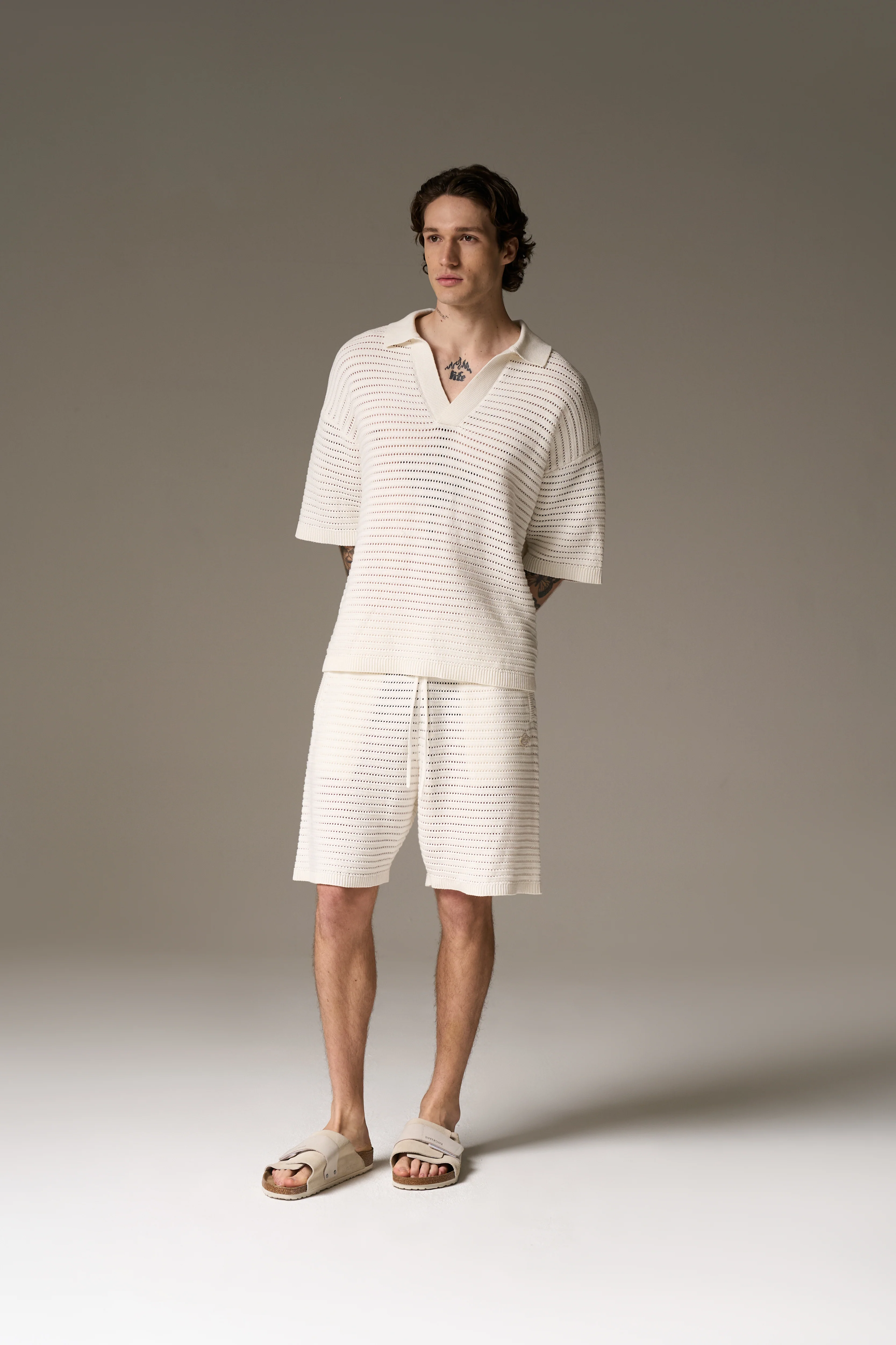 KNITTED POLO SHIRT - WHITE