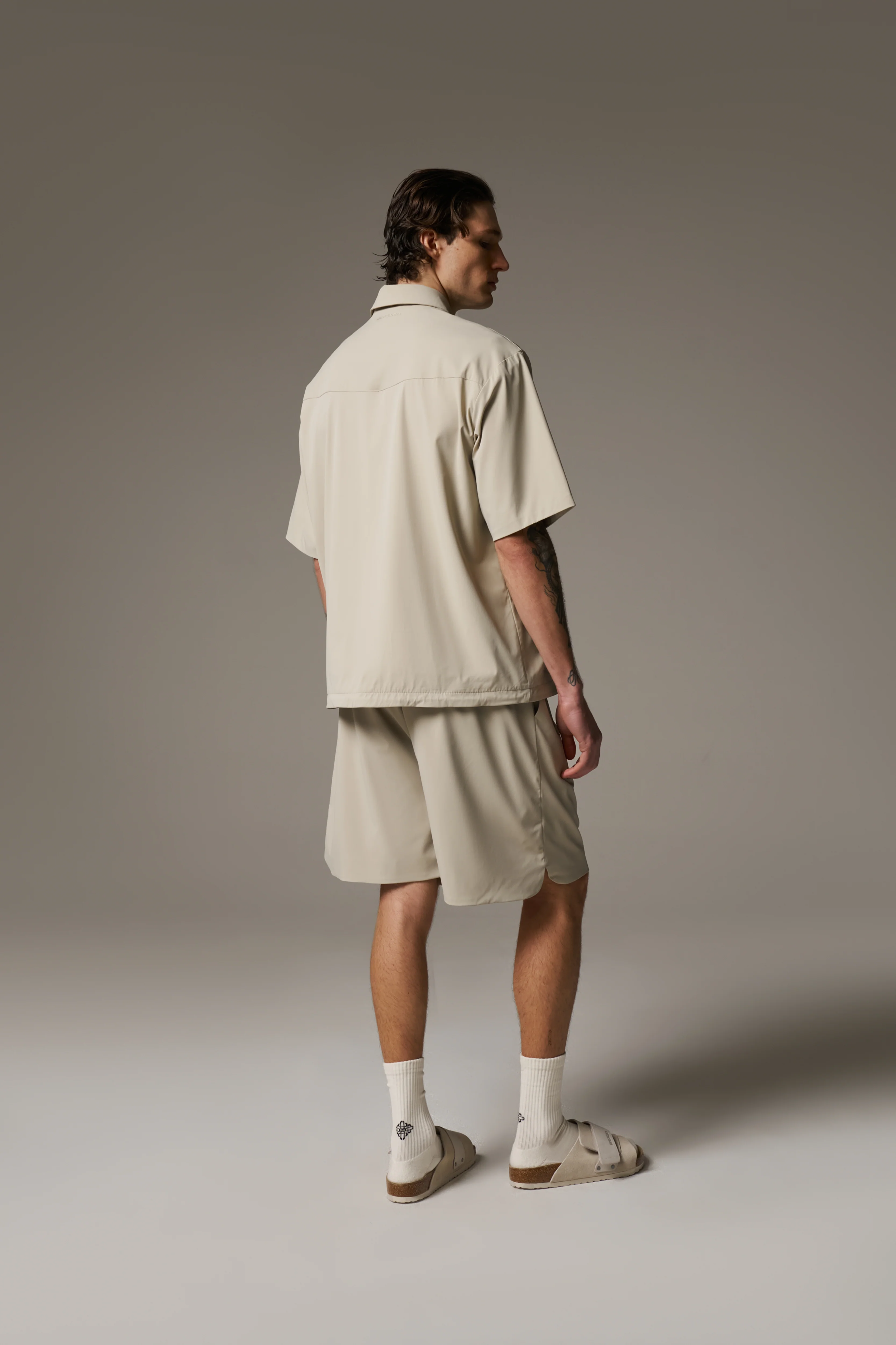 NYLON DRAWCORD SHIRT - STONE