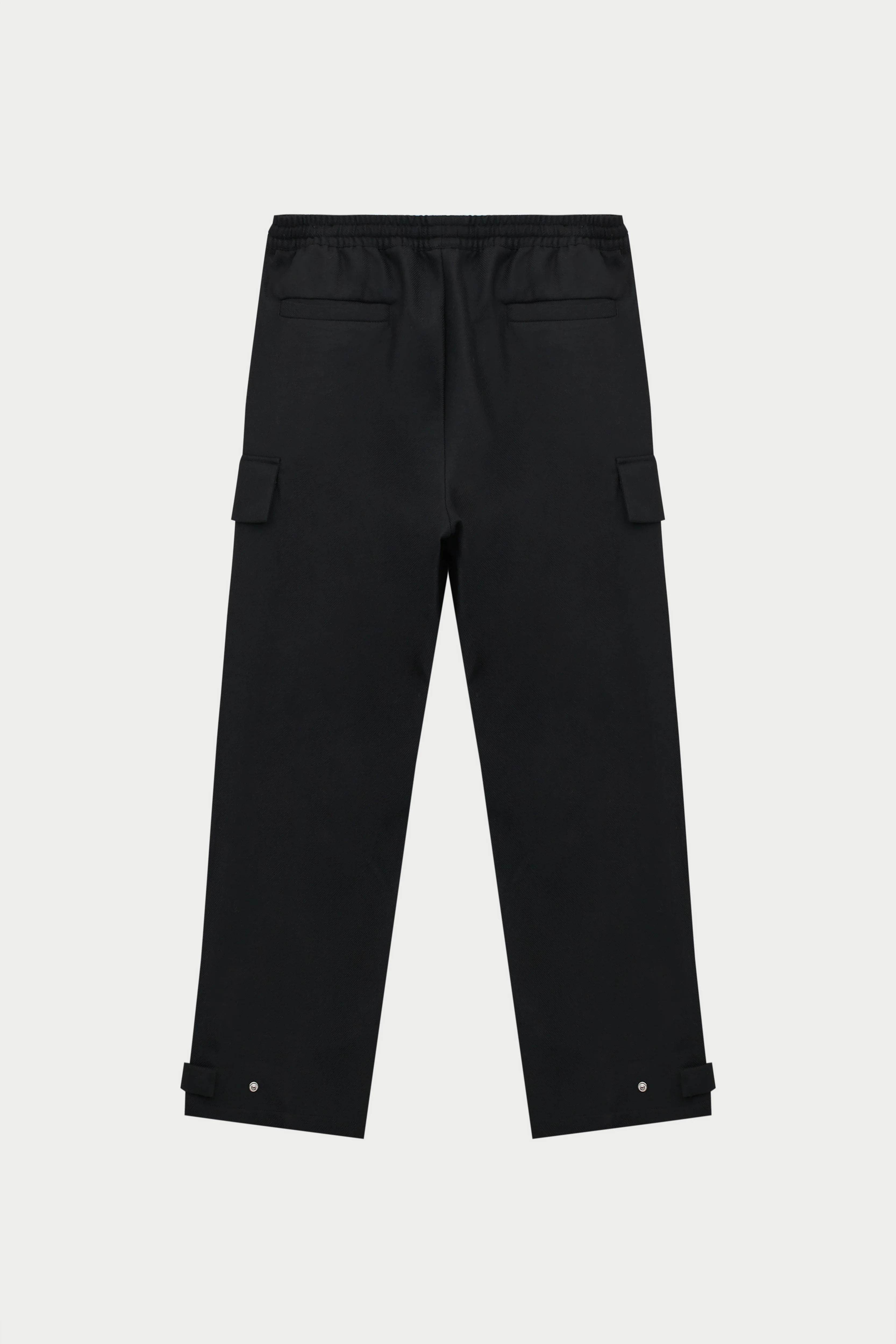 PLEATED WIDE LEG WOOL BLEND TROUSER - BLACK