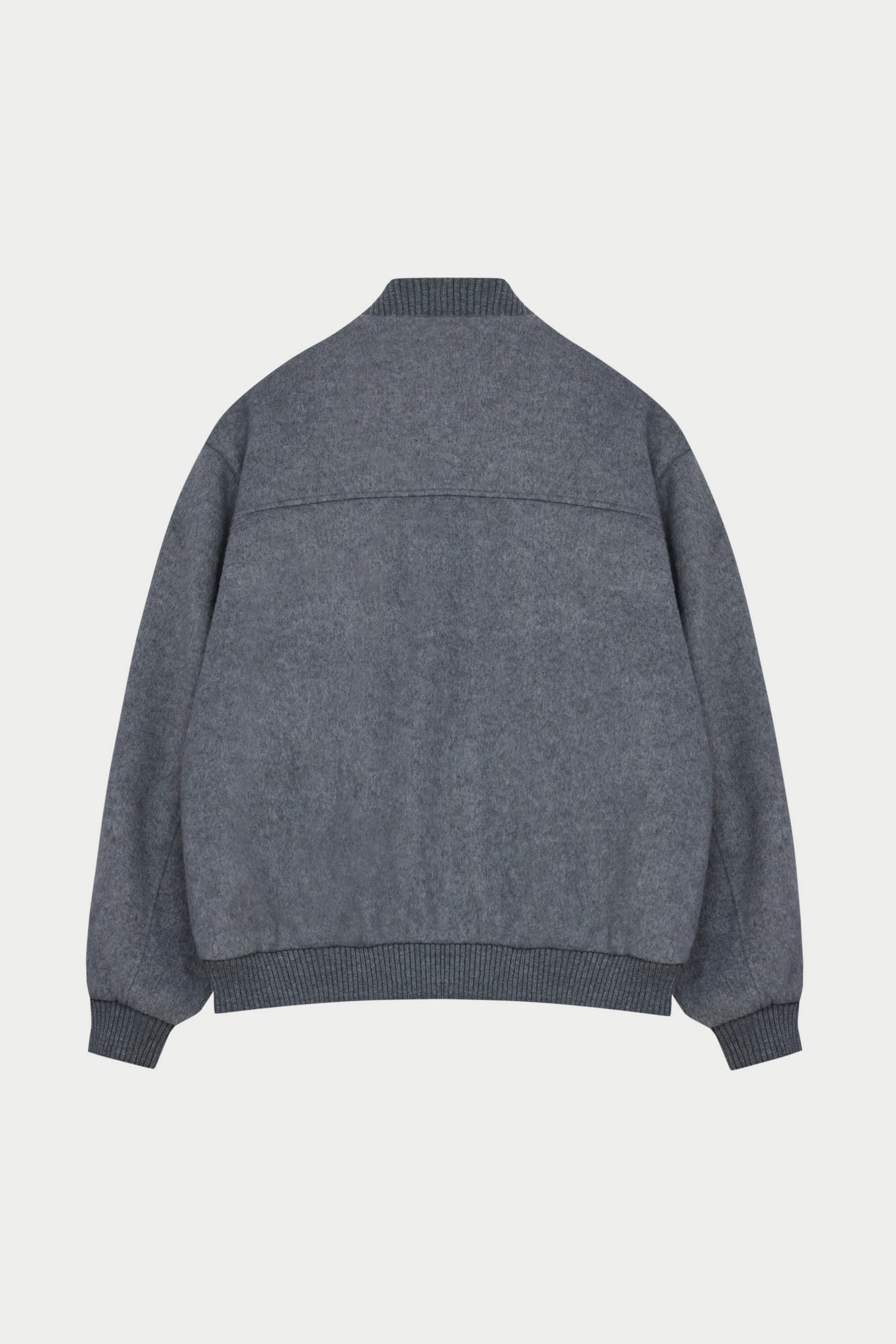 WOOL BLEND BOMBER JACKET - GREY MARL