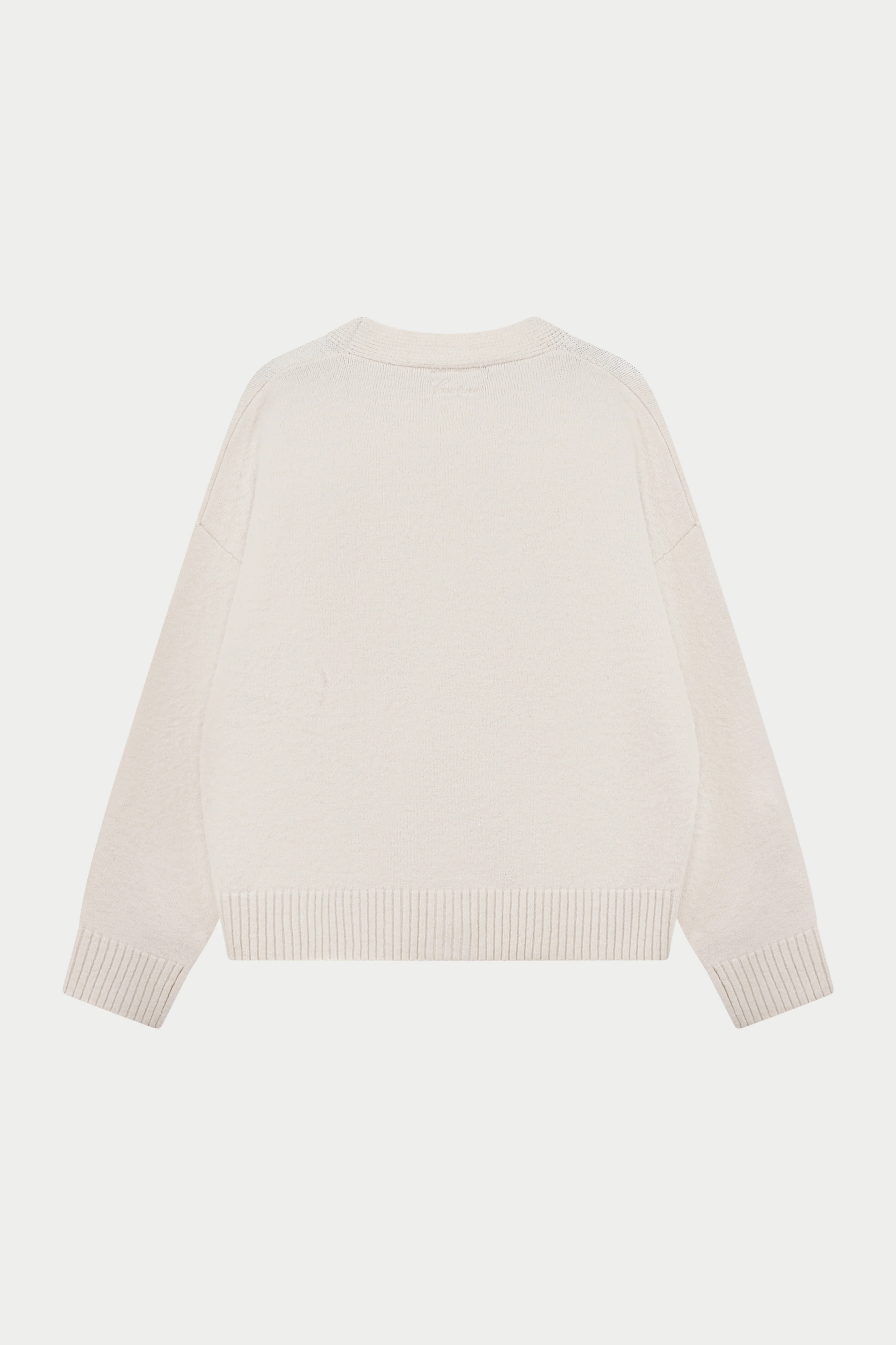 C EMBROIDERY KNITTED CARDIGAN - OFF WHITE