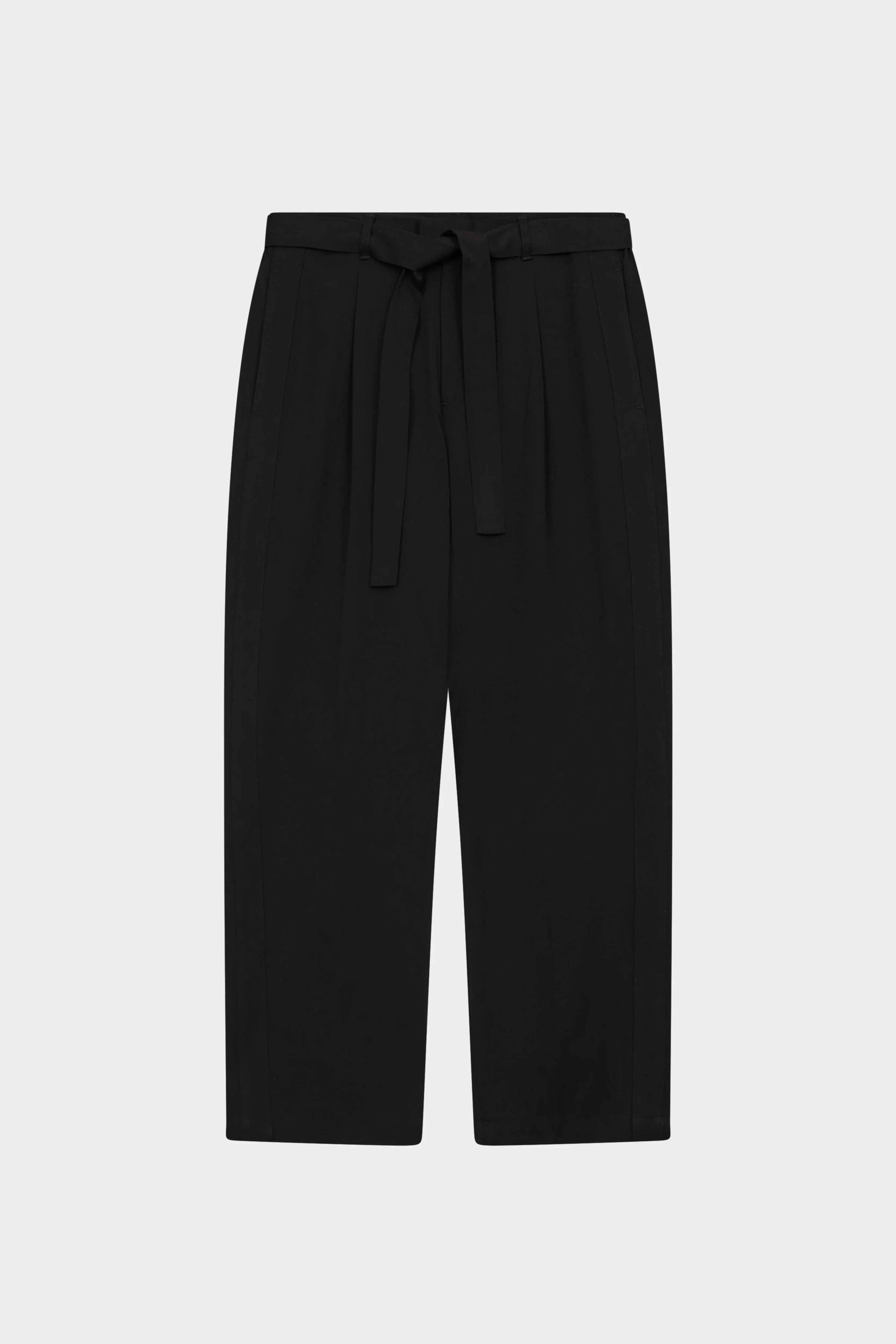 SMART TIE BELTED TROUSERS - BLACK