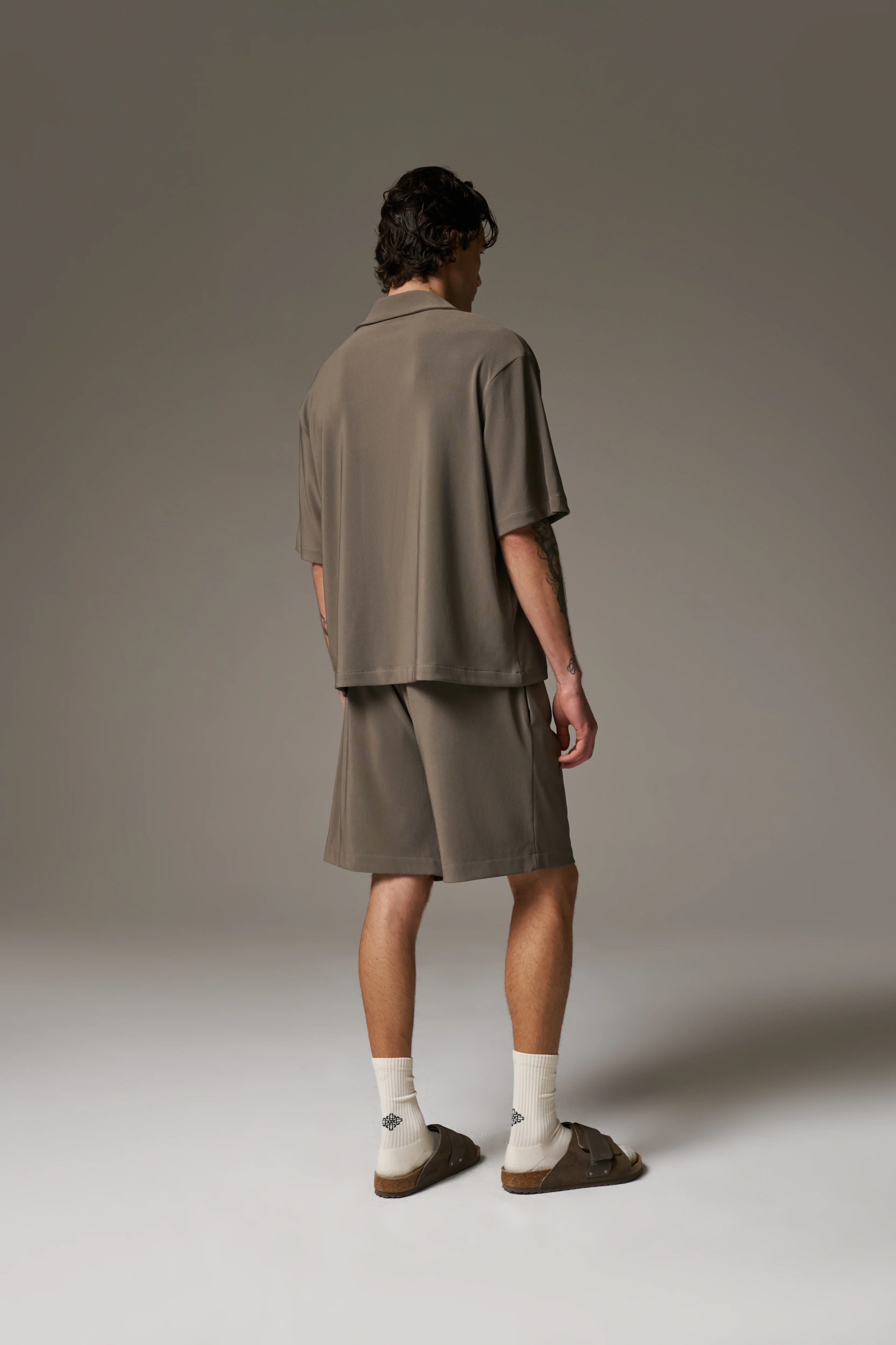 RIBBED SHORTS - MINK