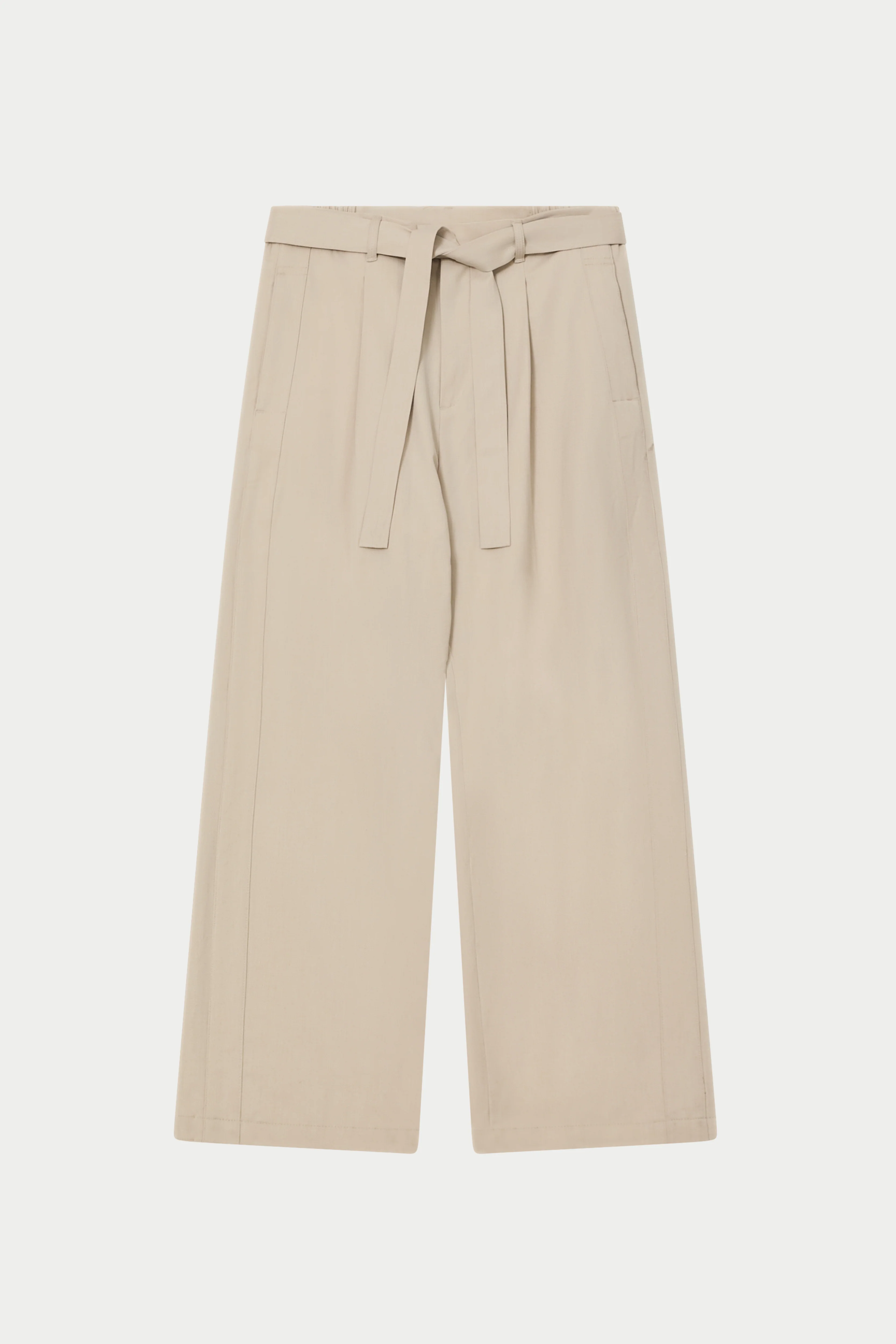 SMART TIE BELTED TROUSERS - STONE