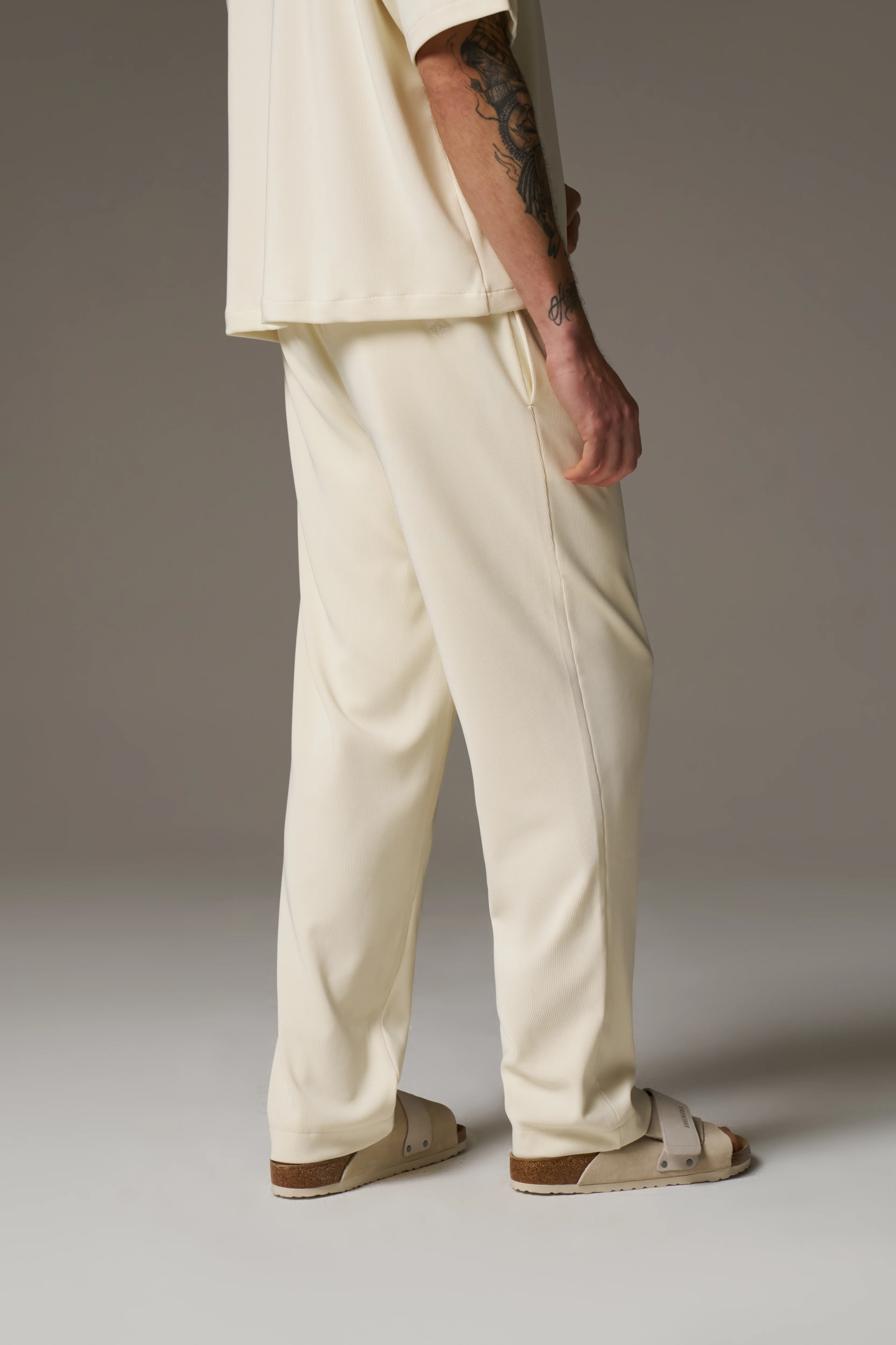RIBBED TROUSERS - OFF WHITE