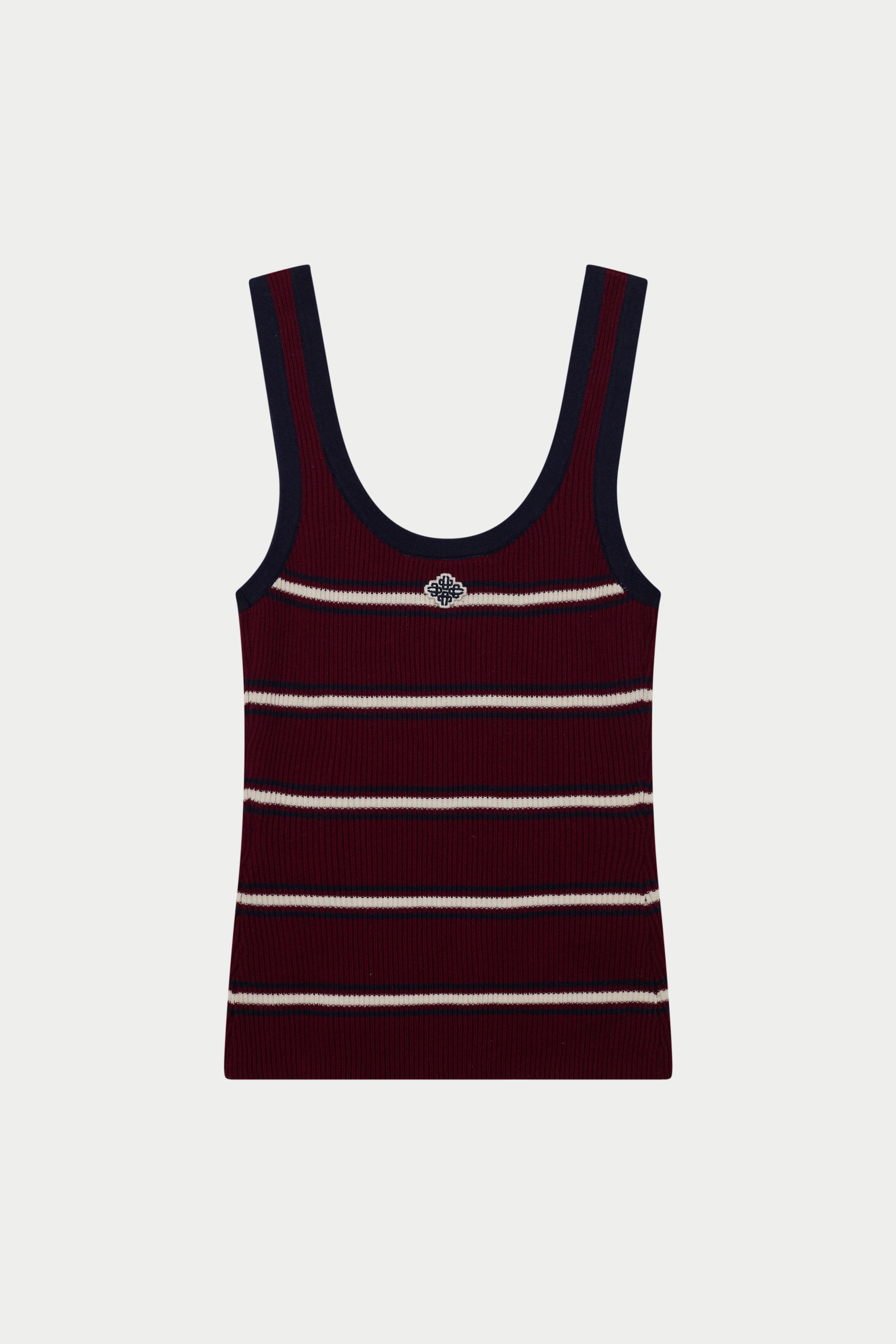 STRIPE RIBBED VEST TOP - BURGUNDY