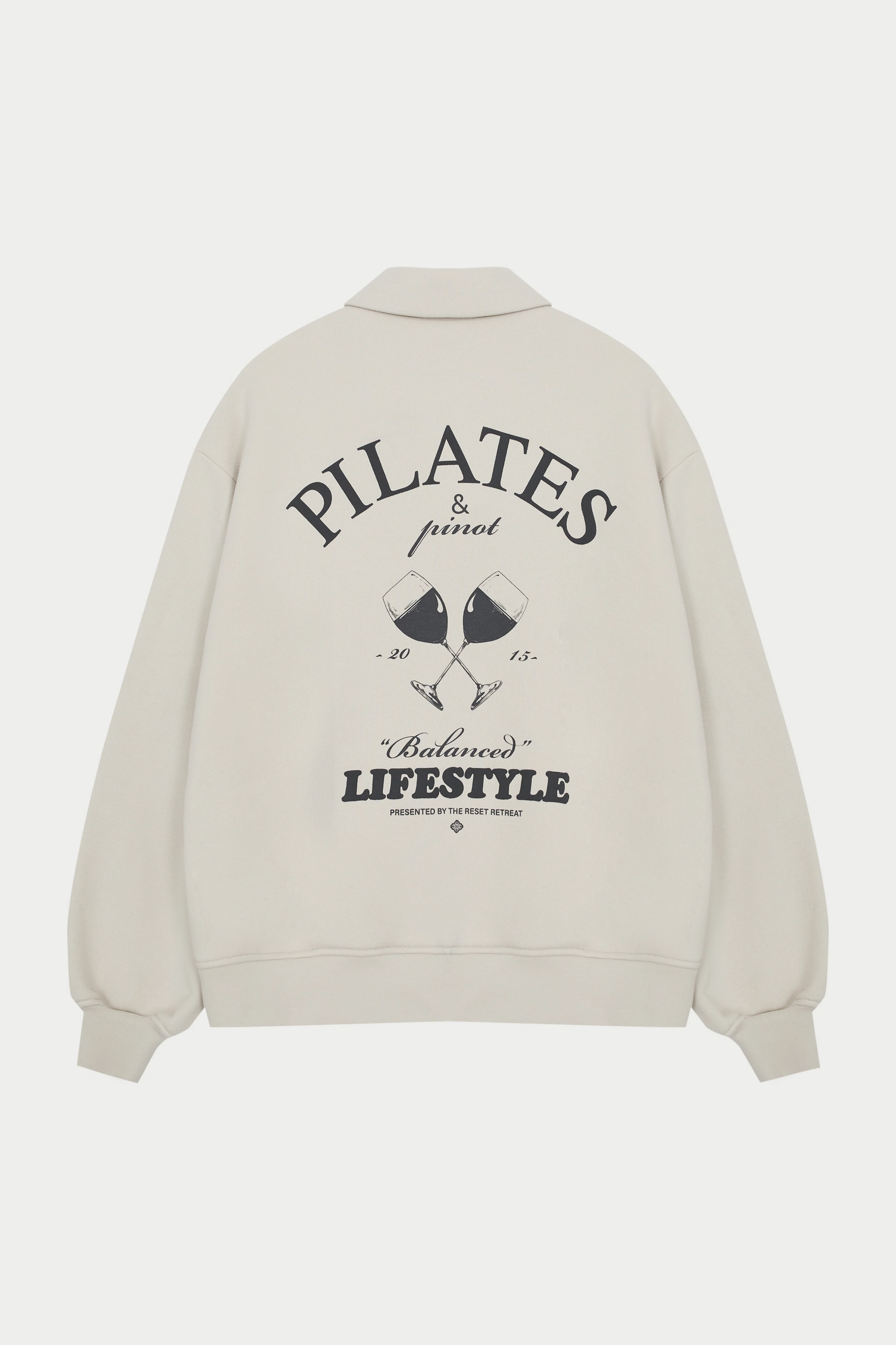 PILATES & PINOT BUTTON UP SWEATSHIRT - BONE
