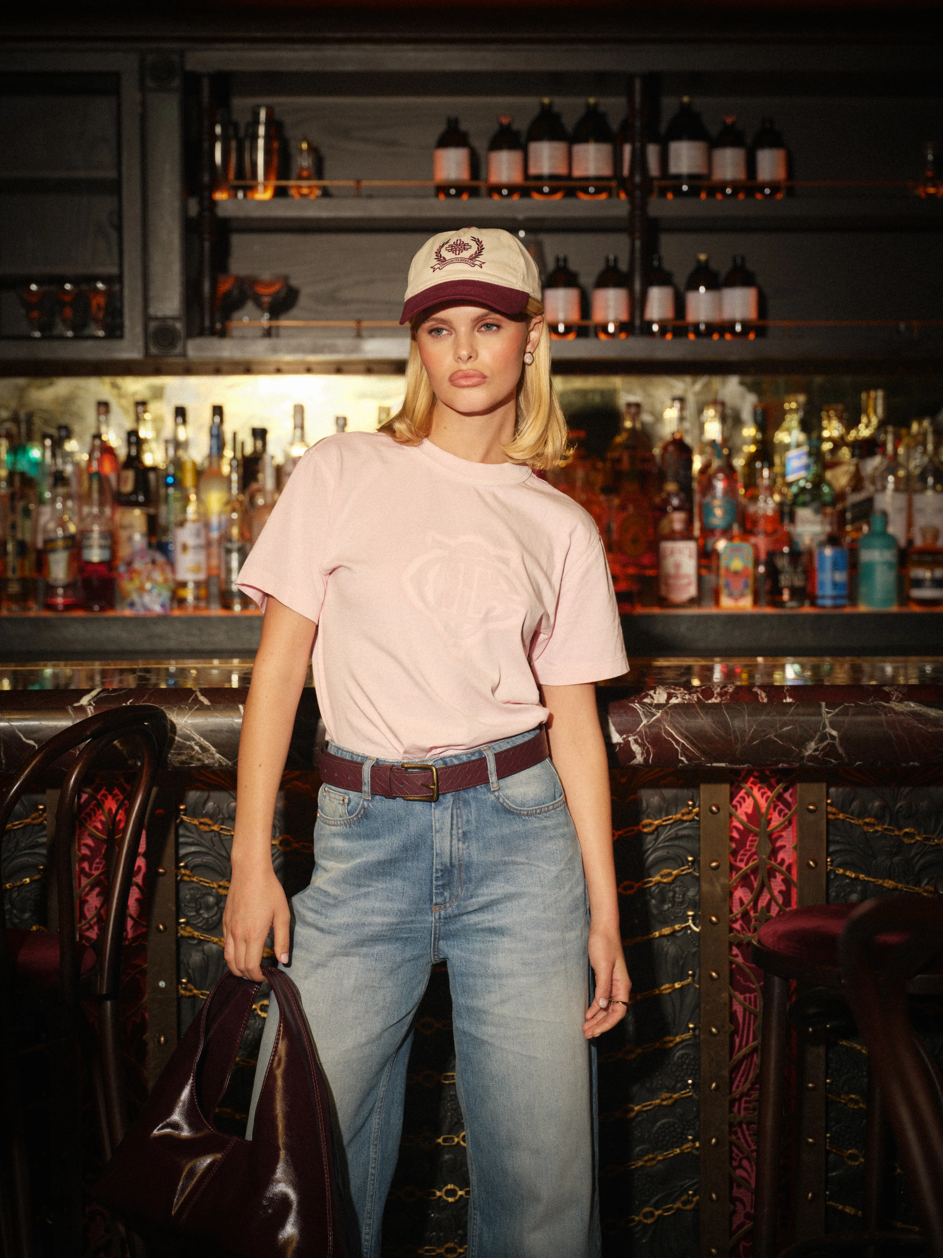 SHADOW PRINT EMBLEM T-SHIRT - WASHED PINK