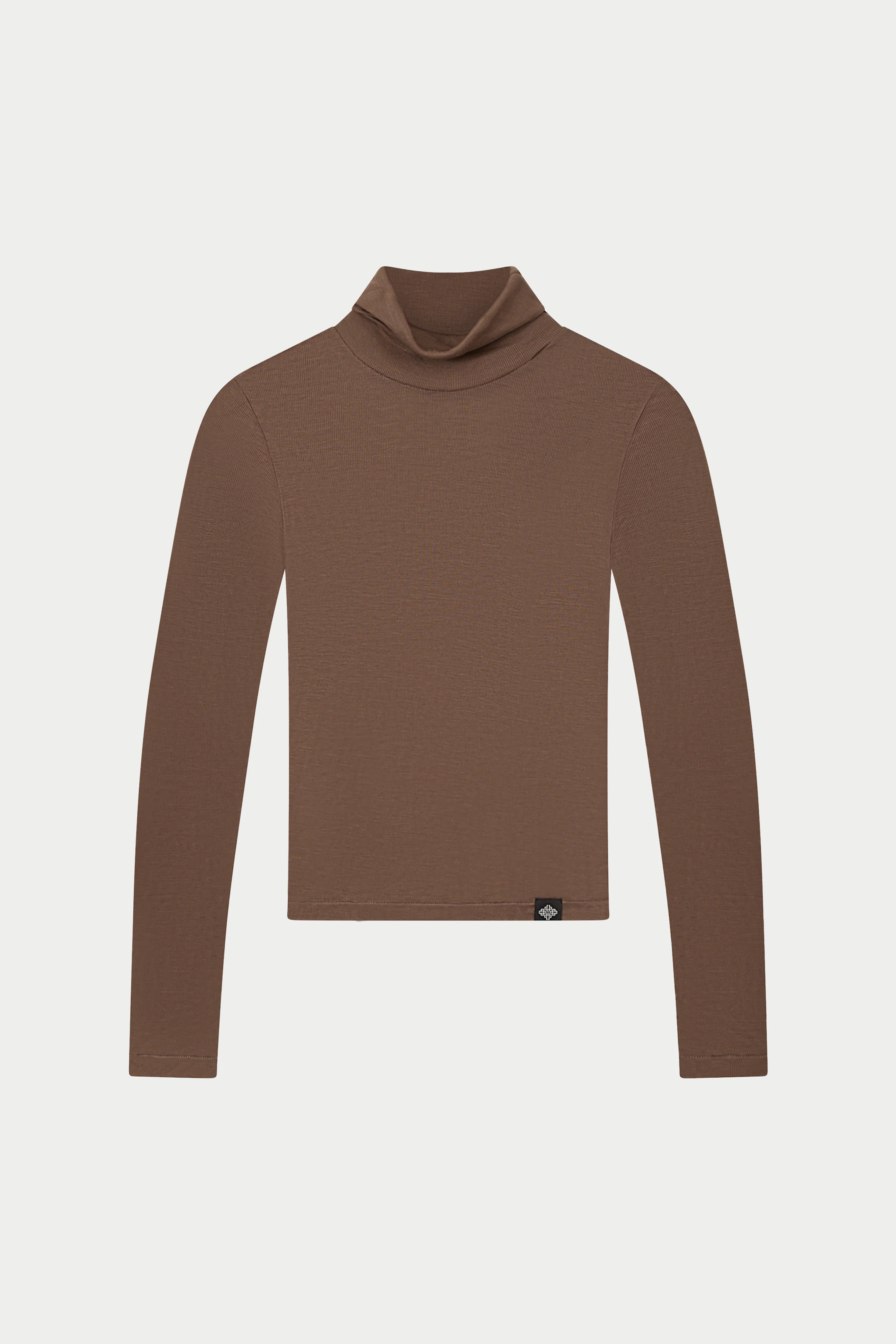 LIGHTWEIGHT ROLL NECK TOP - CHOCOLATE