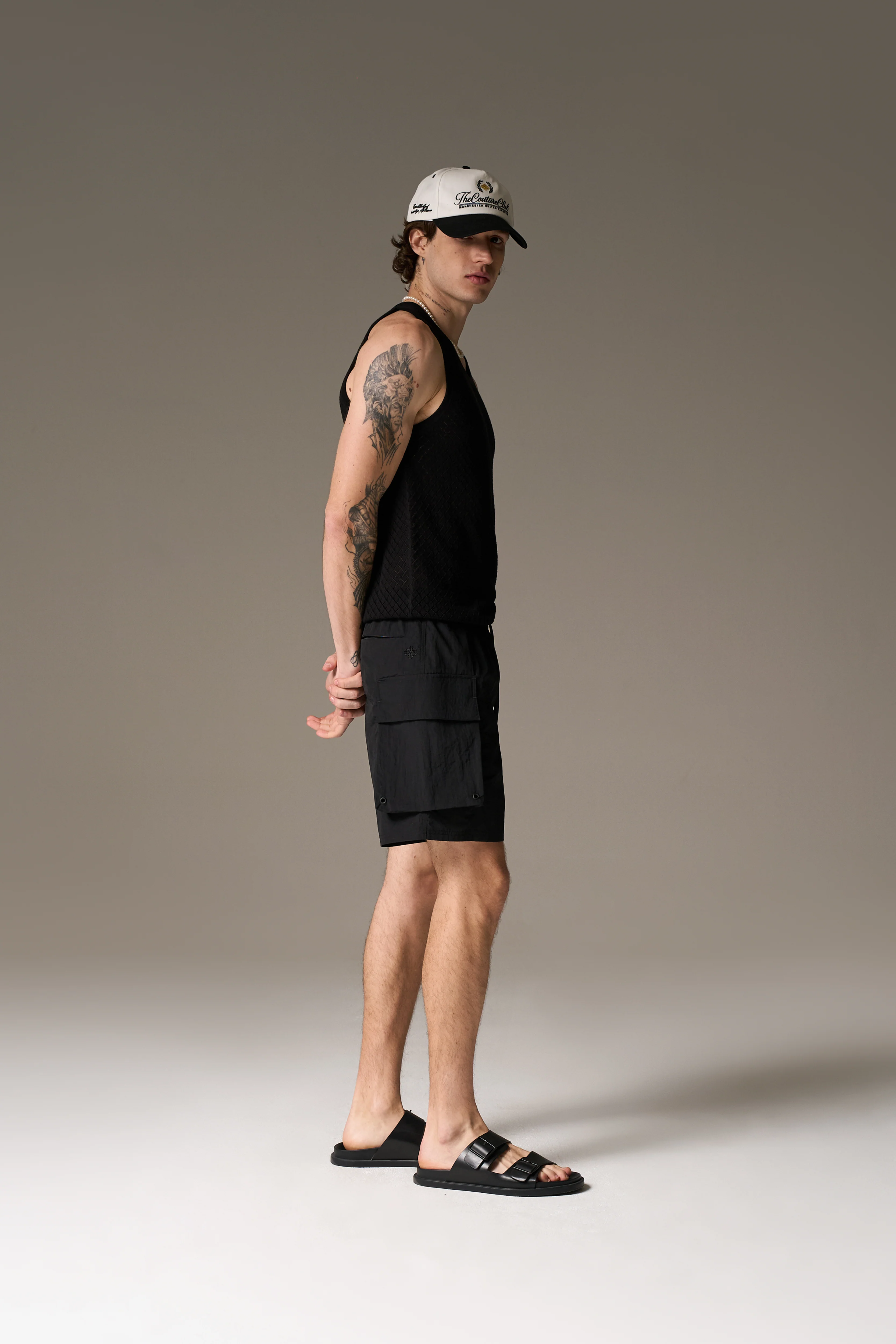CARGO POCKET SWIM SHORTS - BLACK