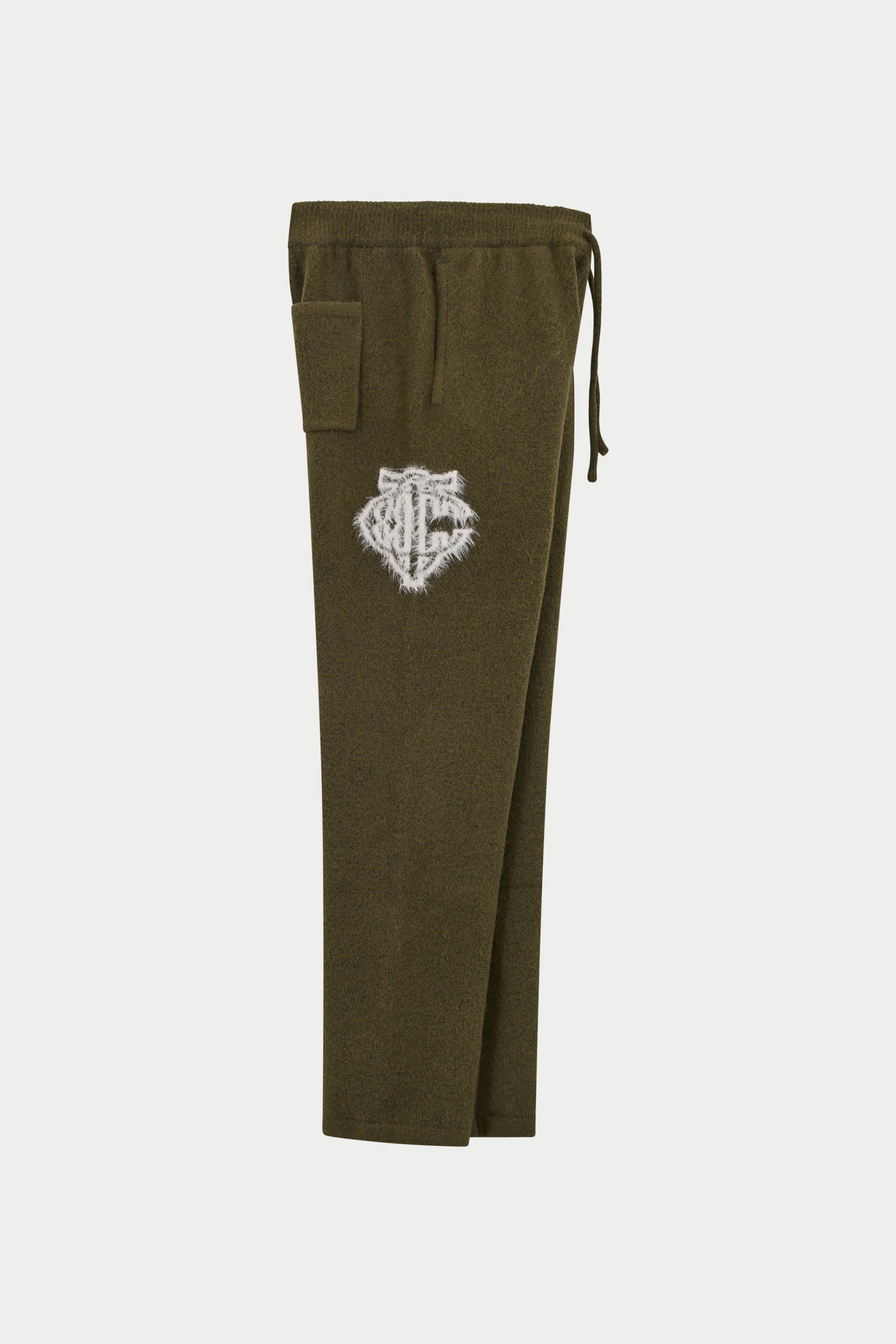 MONGRAM EMBLEM FLUFFY KNIT JOGGERS - KHAKI