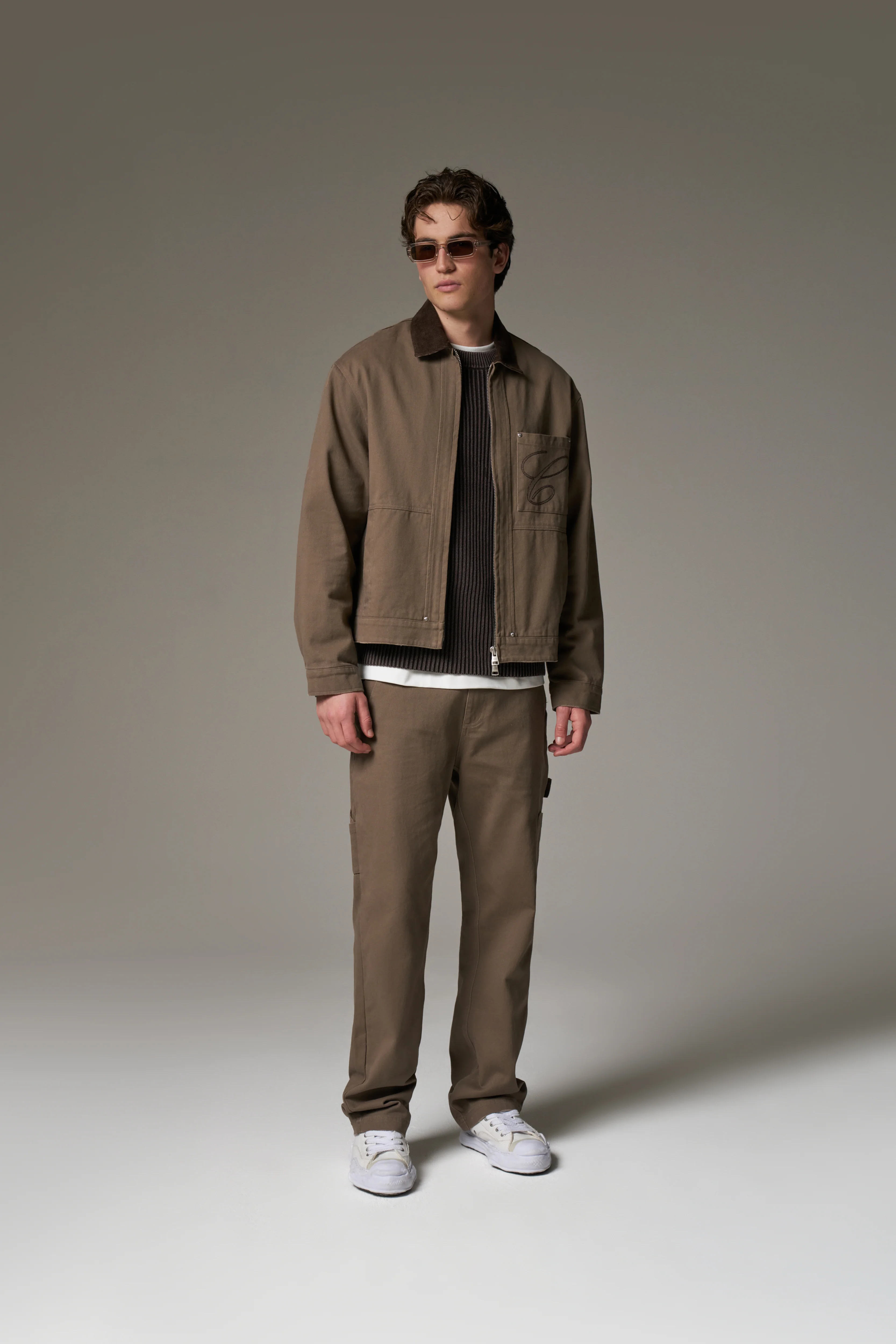 TWILL DOUBLE PATCH TROUSER - WASHED BROWN