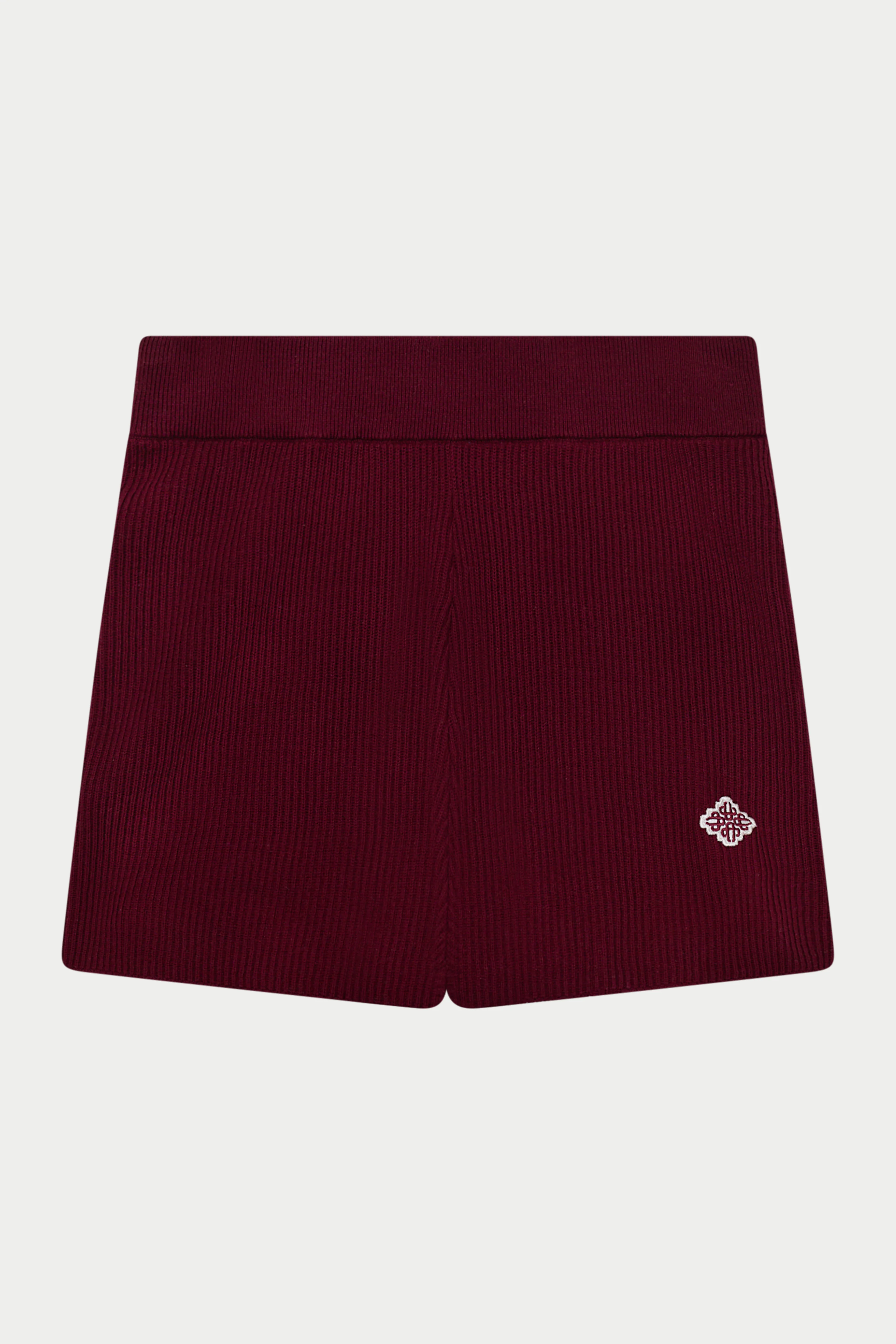 KNITTED MINI SHORTS - BURGUNDY
