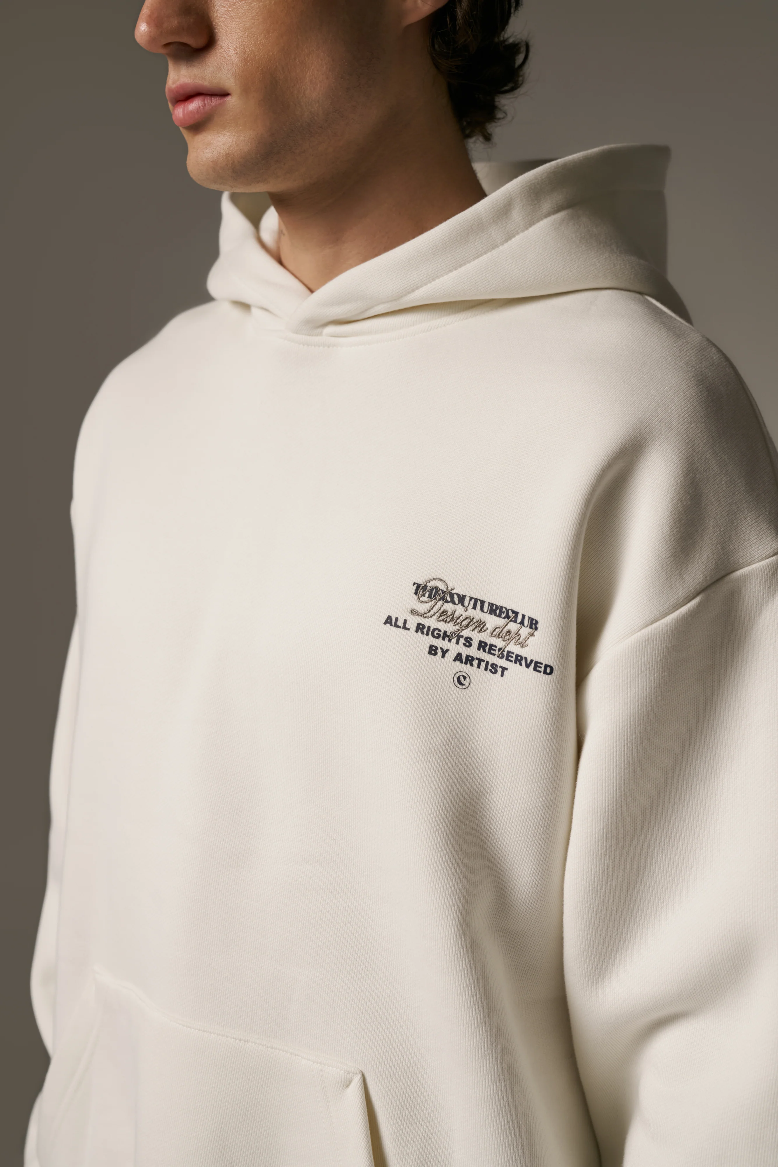 DESIGN DEPARTMENT CHEST PRINT HOODIE - OFF WHITE