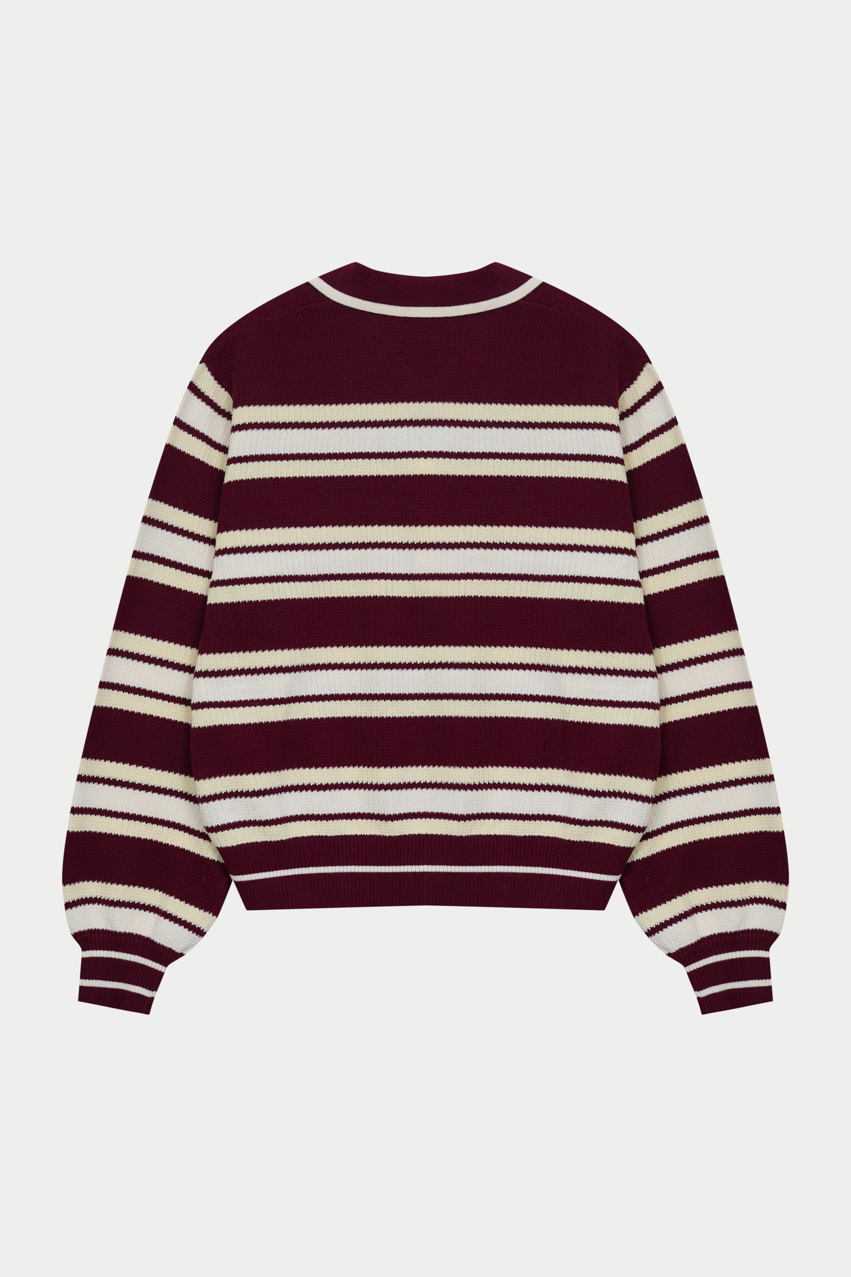 STRIPE KNITTED POLO SWEATSHIRT - BURGUNDY
