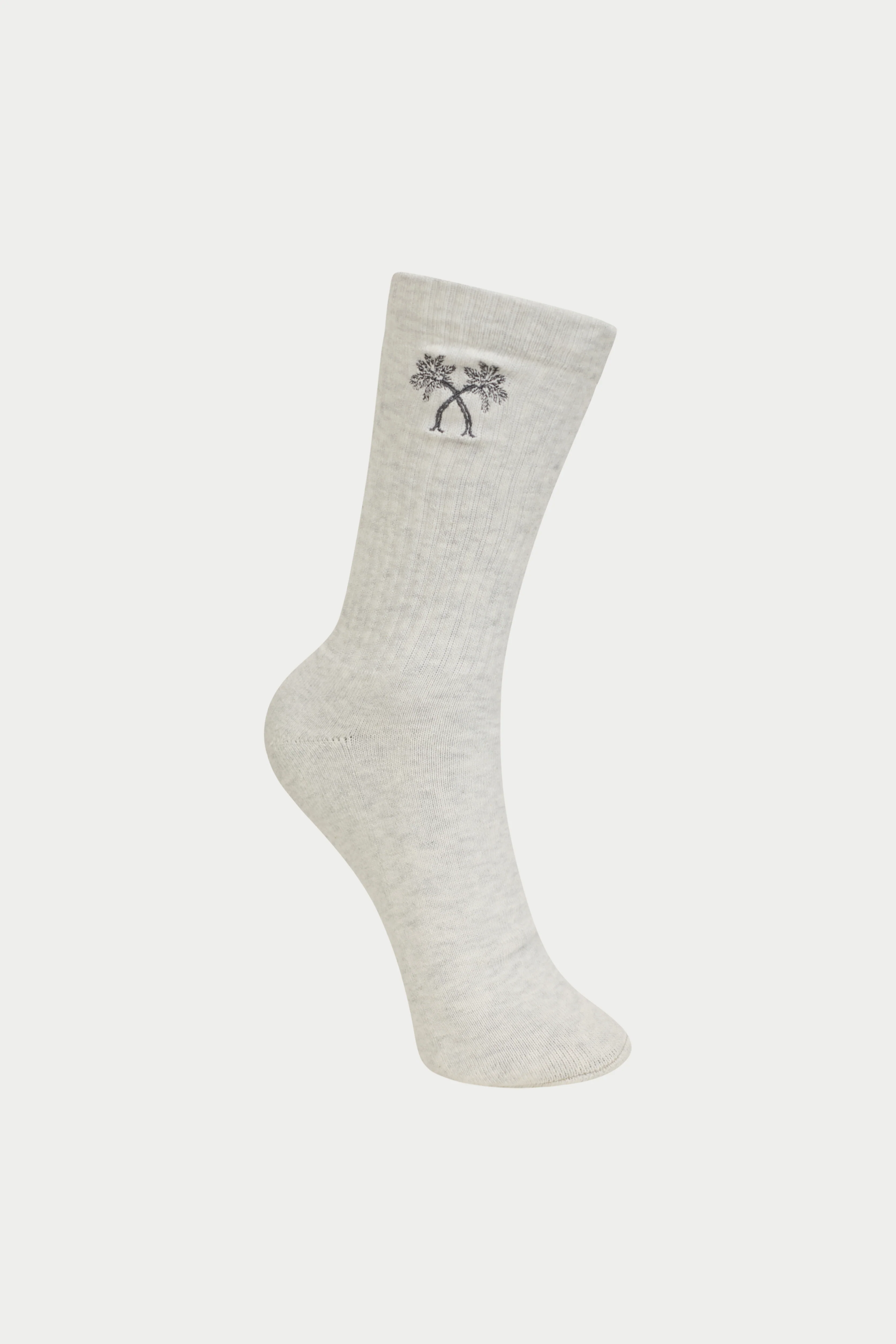 EMBROIDERED PALM SPORTS SOCKS - GREY MARL