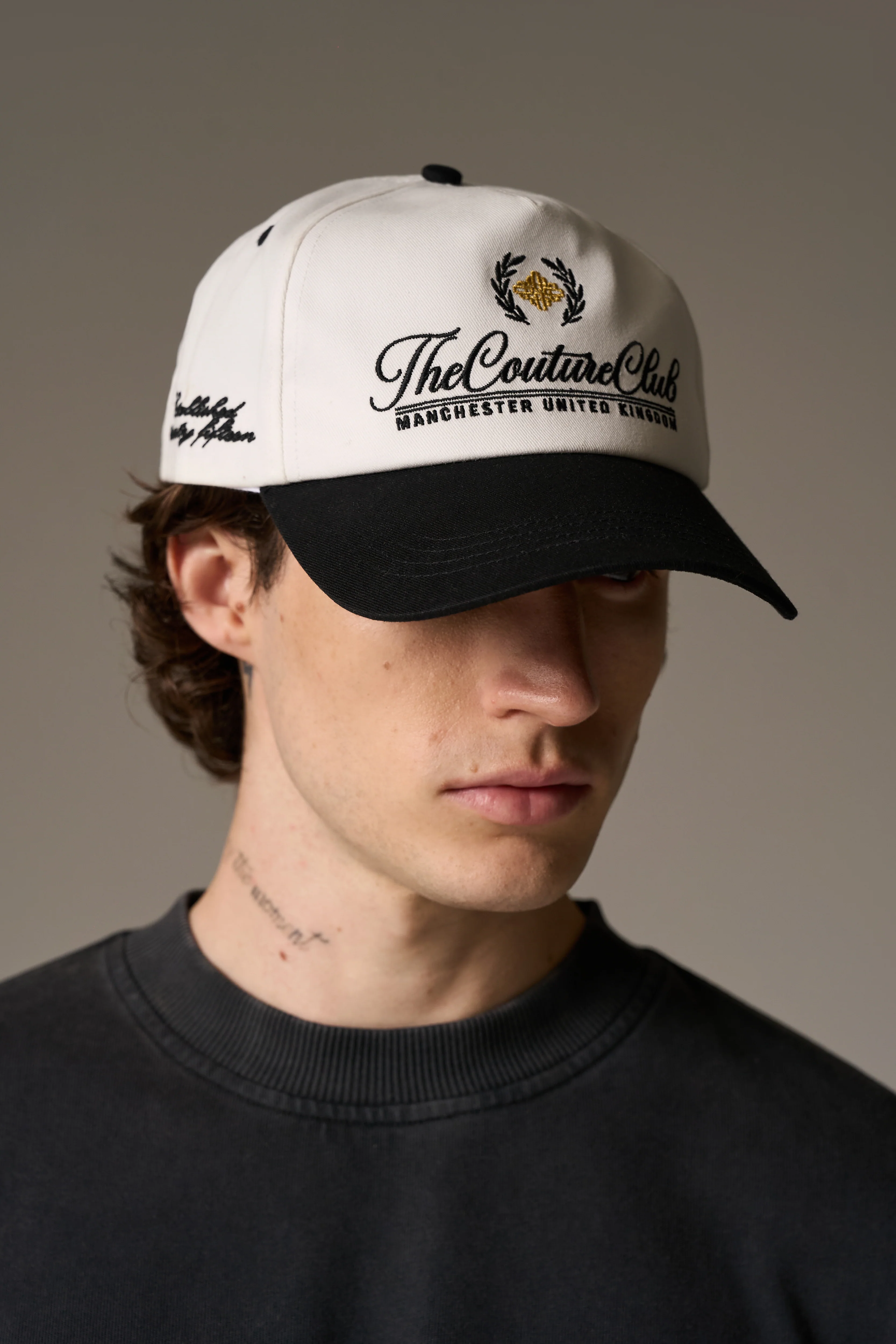 LAUREL EMBROIDERY CAP - BLACK