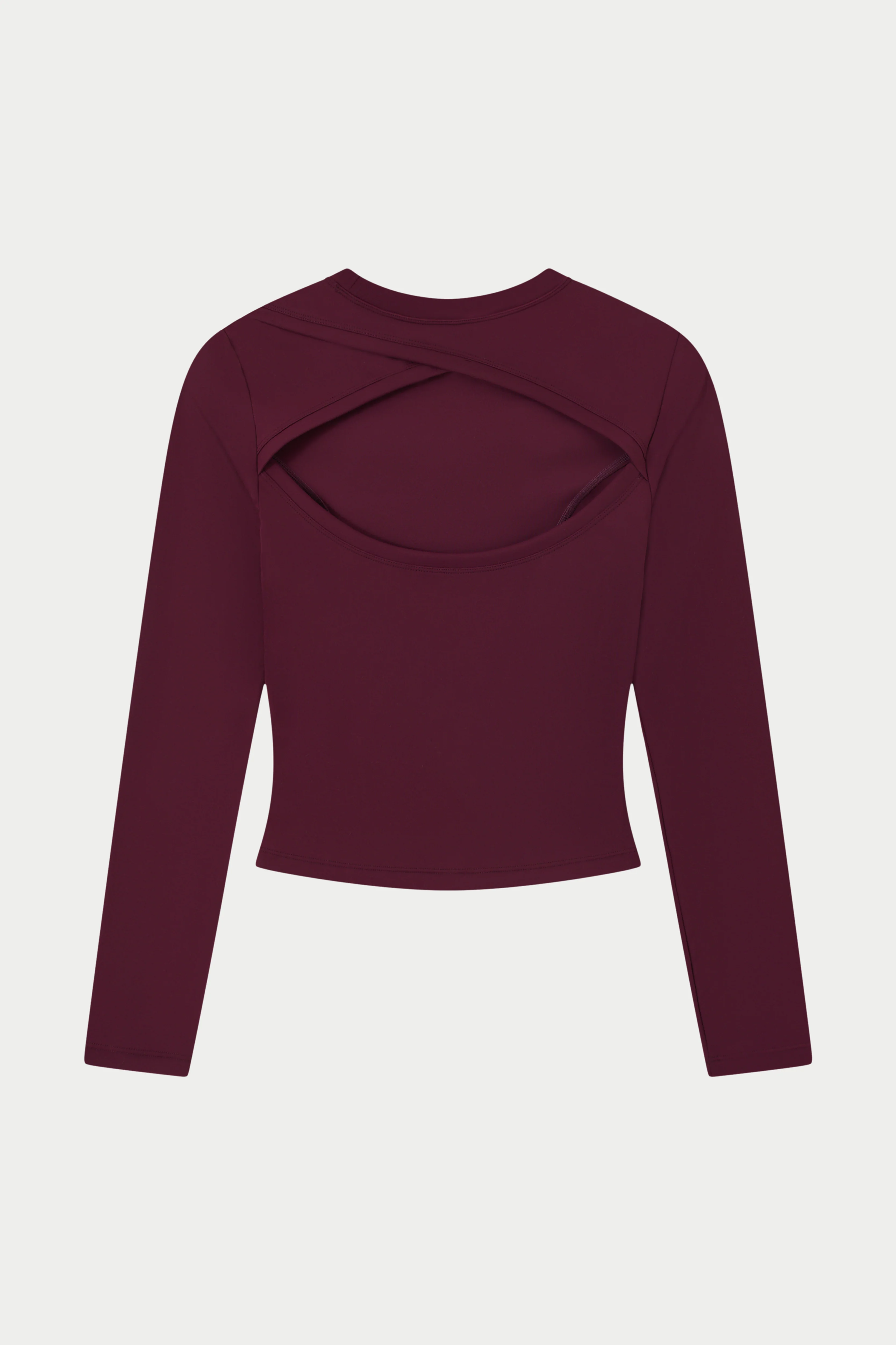 SCULPTING STRETCH CROSSOVER BACK LONG SLEEVE TOP - PLUM