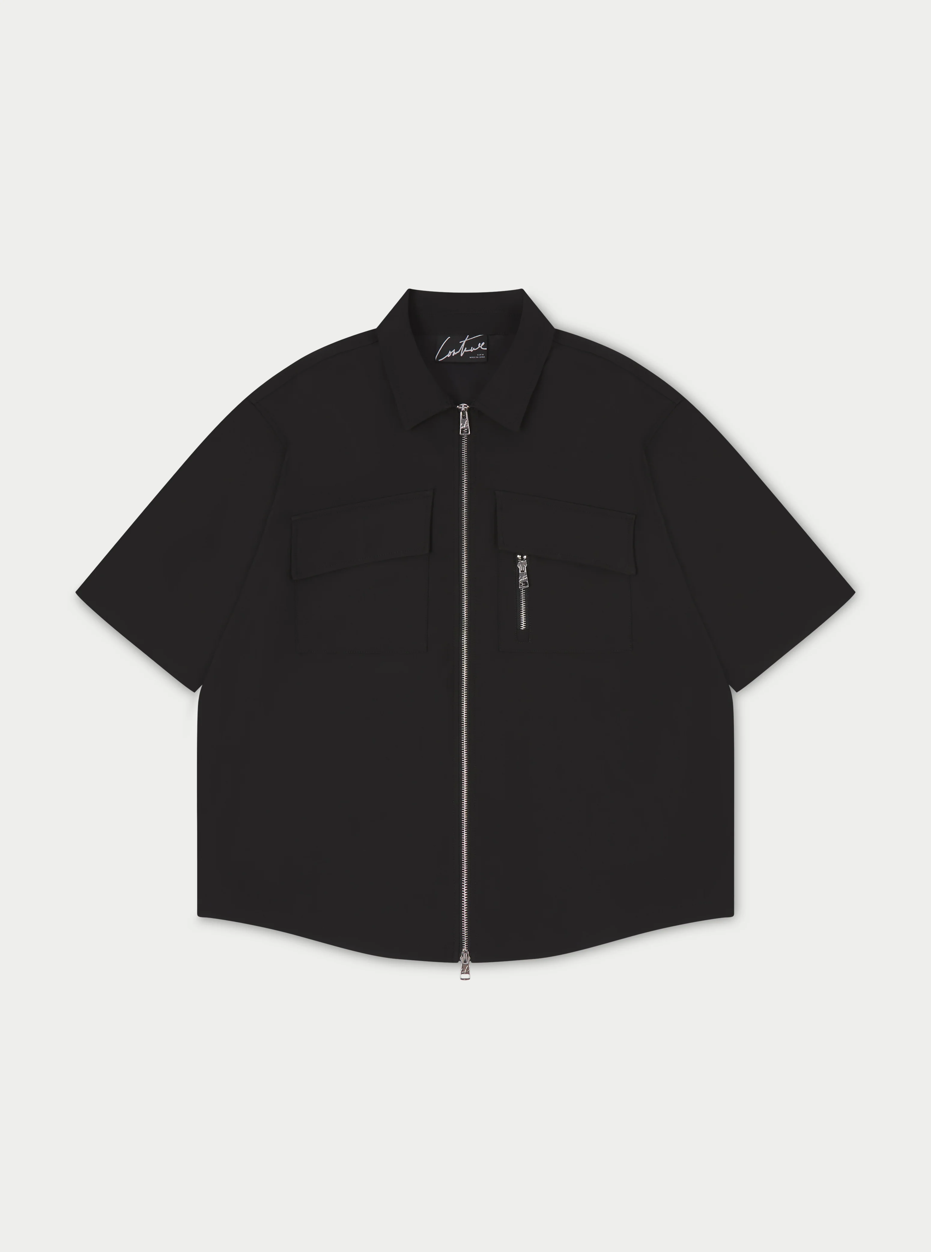 TECHNICAL HEAVYWEIGHT ZIP OVERSHIRT - BLACK