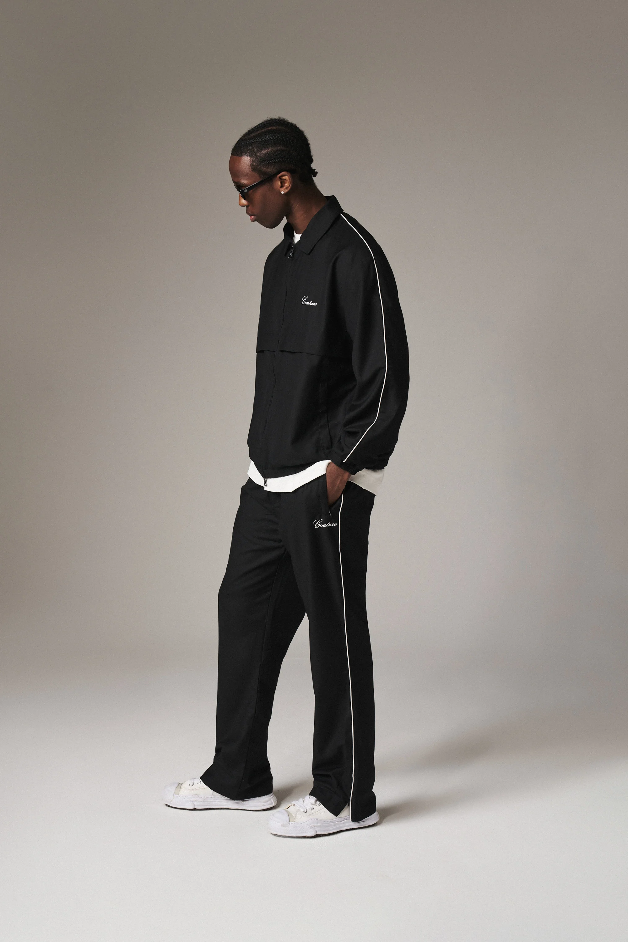 SMART PIPED TRACK JACKET - BLACK