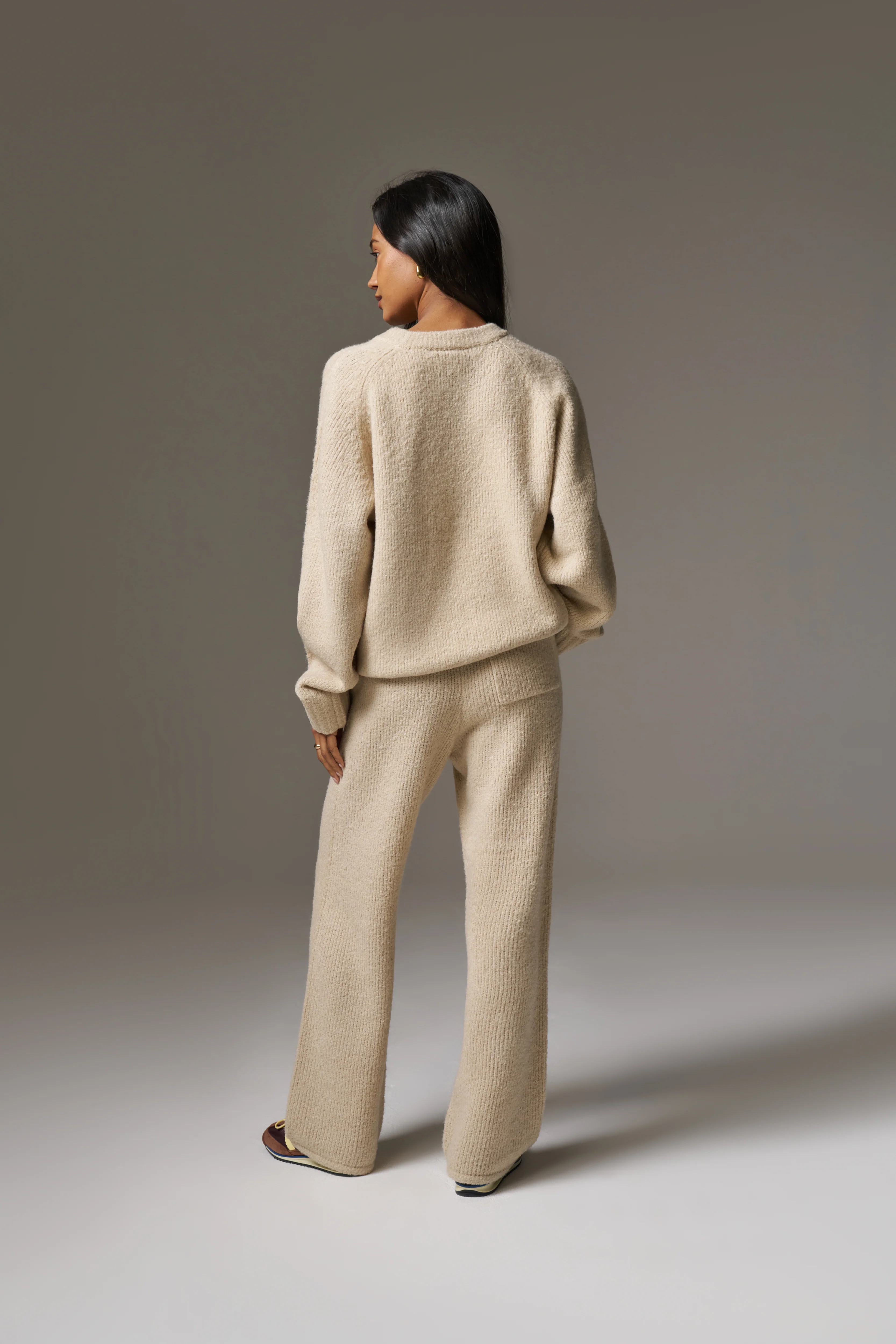 BOUCLE KNIT PANTS - STONE
