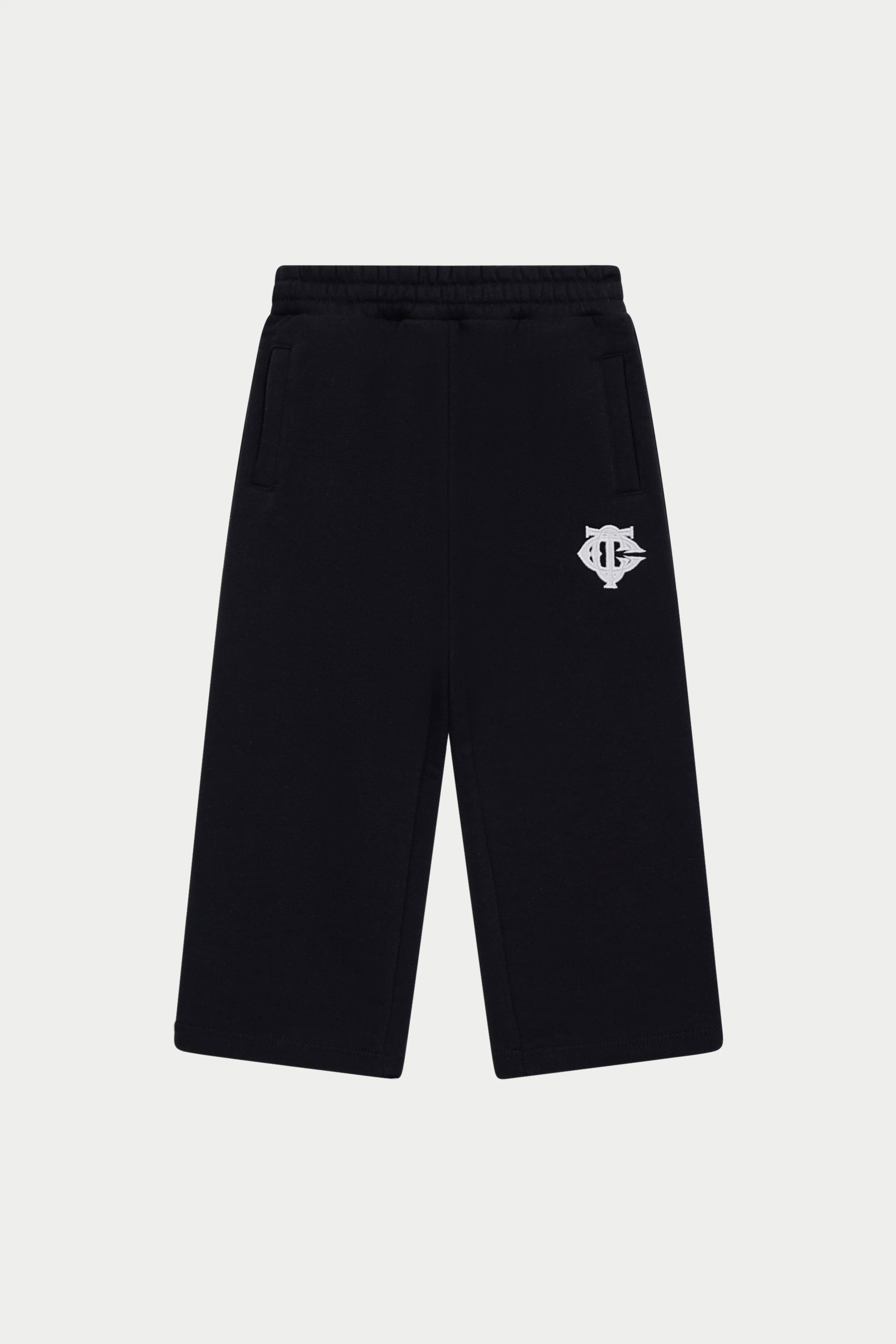 KIDS MONOGRAM EMBLEM APPLIQUE JOGGERS - BLACK