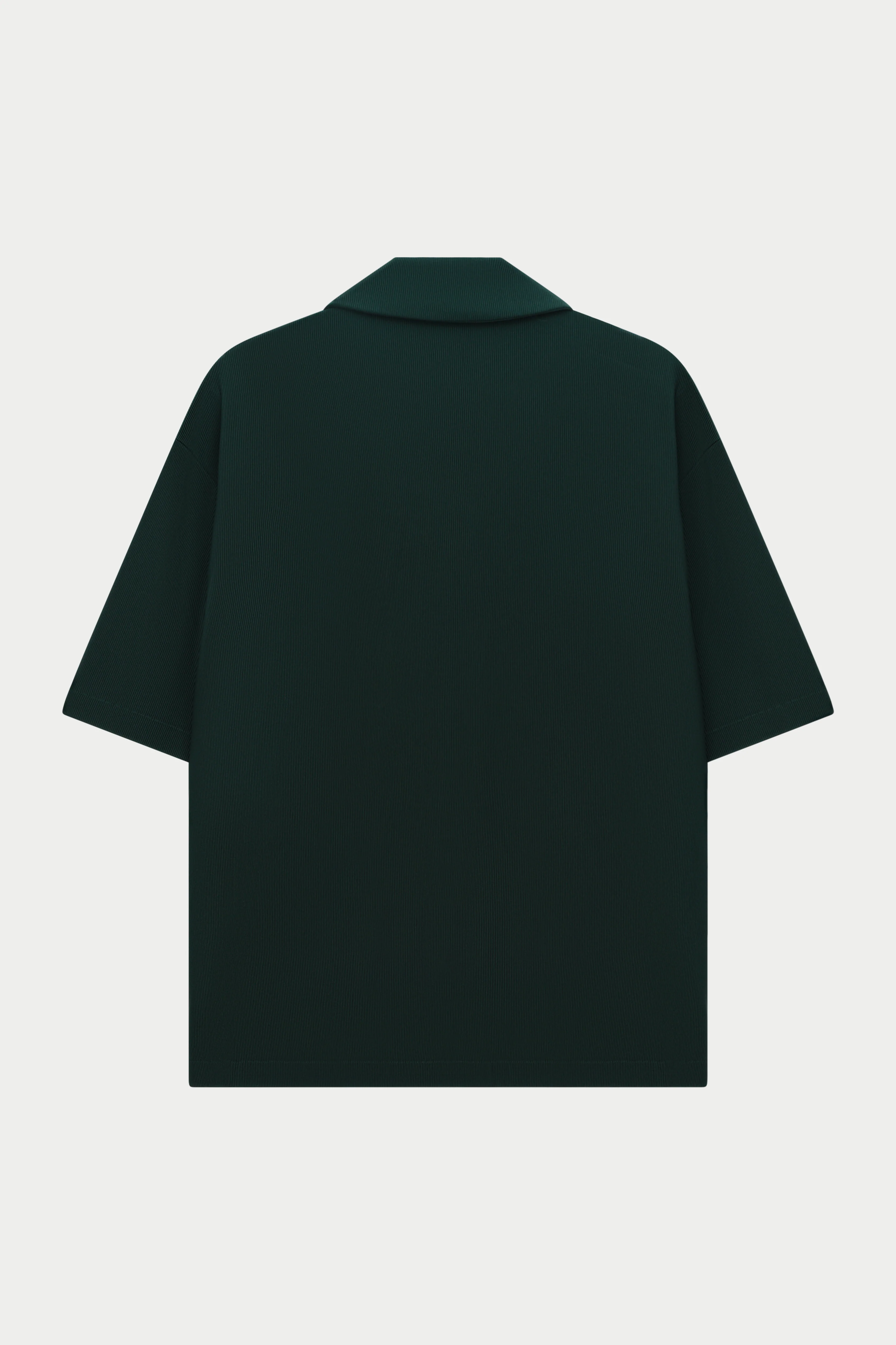 RIB BUTTON THROUGH SHIRT - GREEN