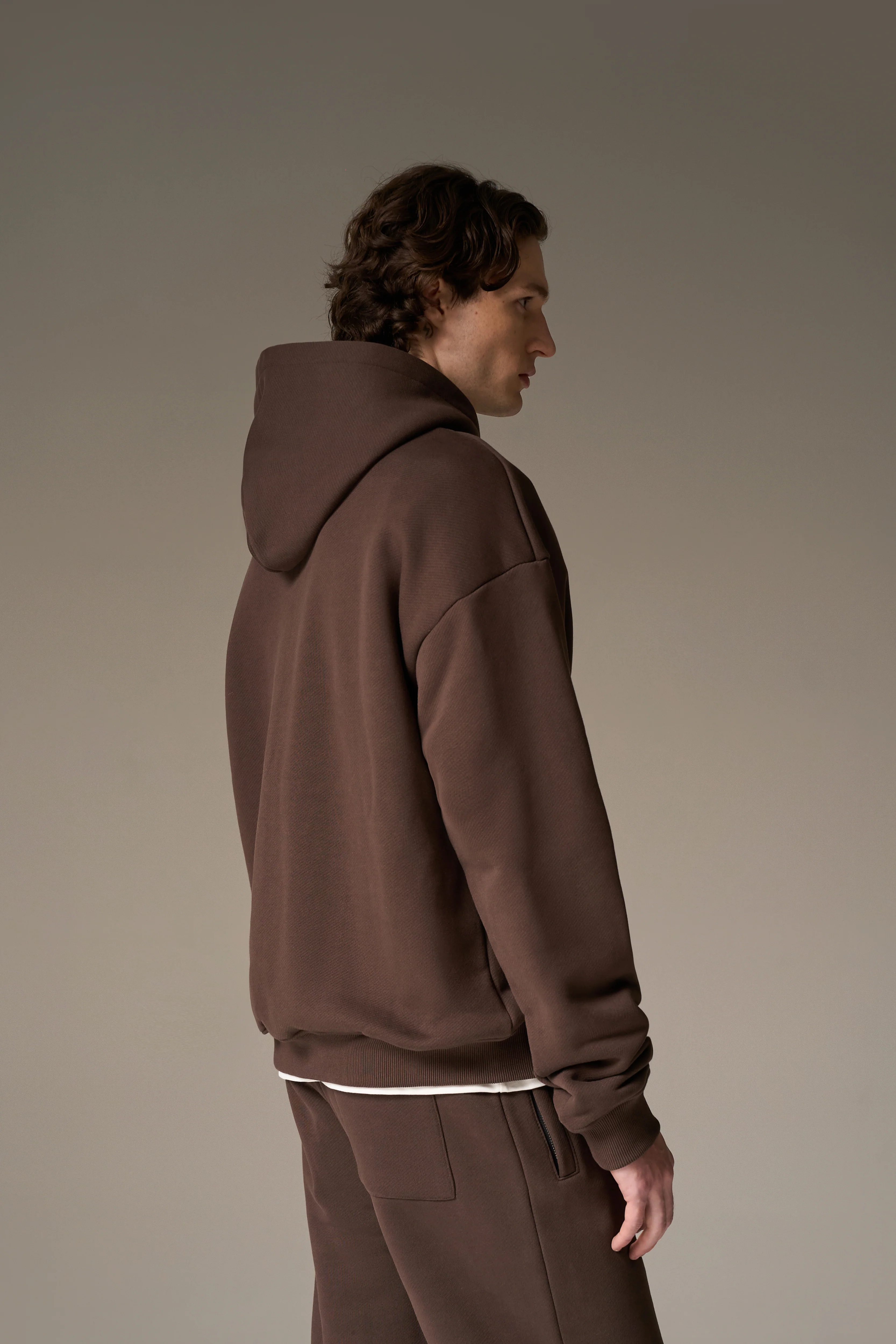 HEAVYWEIGHT MONOGRAM EMBLEM ZIP THROUGH - BROWN