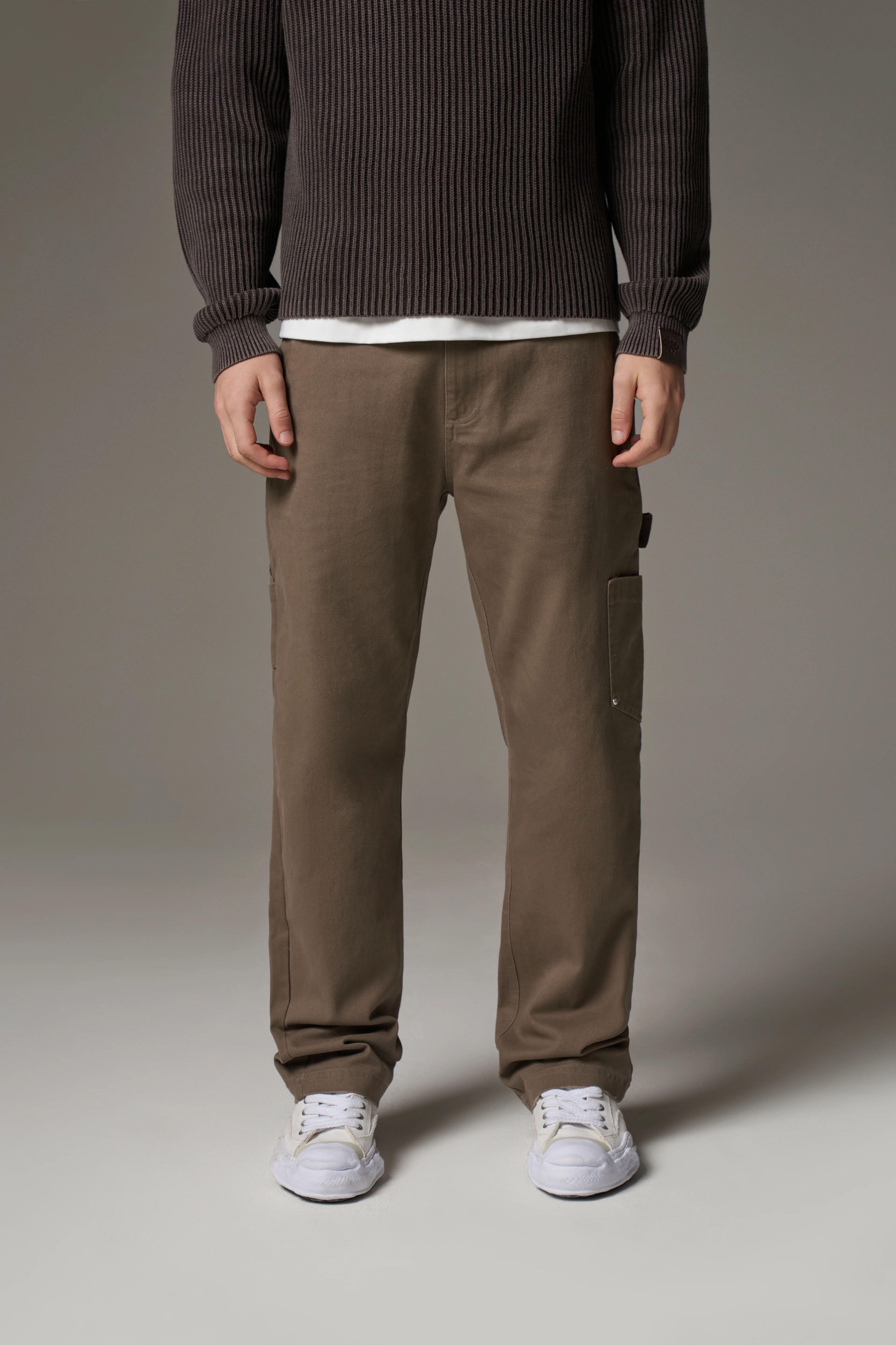 TWILL DOUBLE PATCH TROUSER - WASHED BROWN