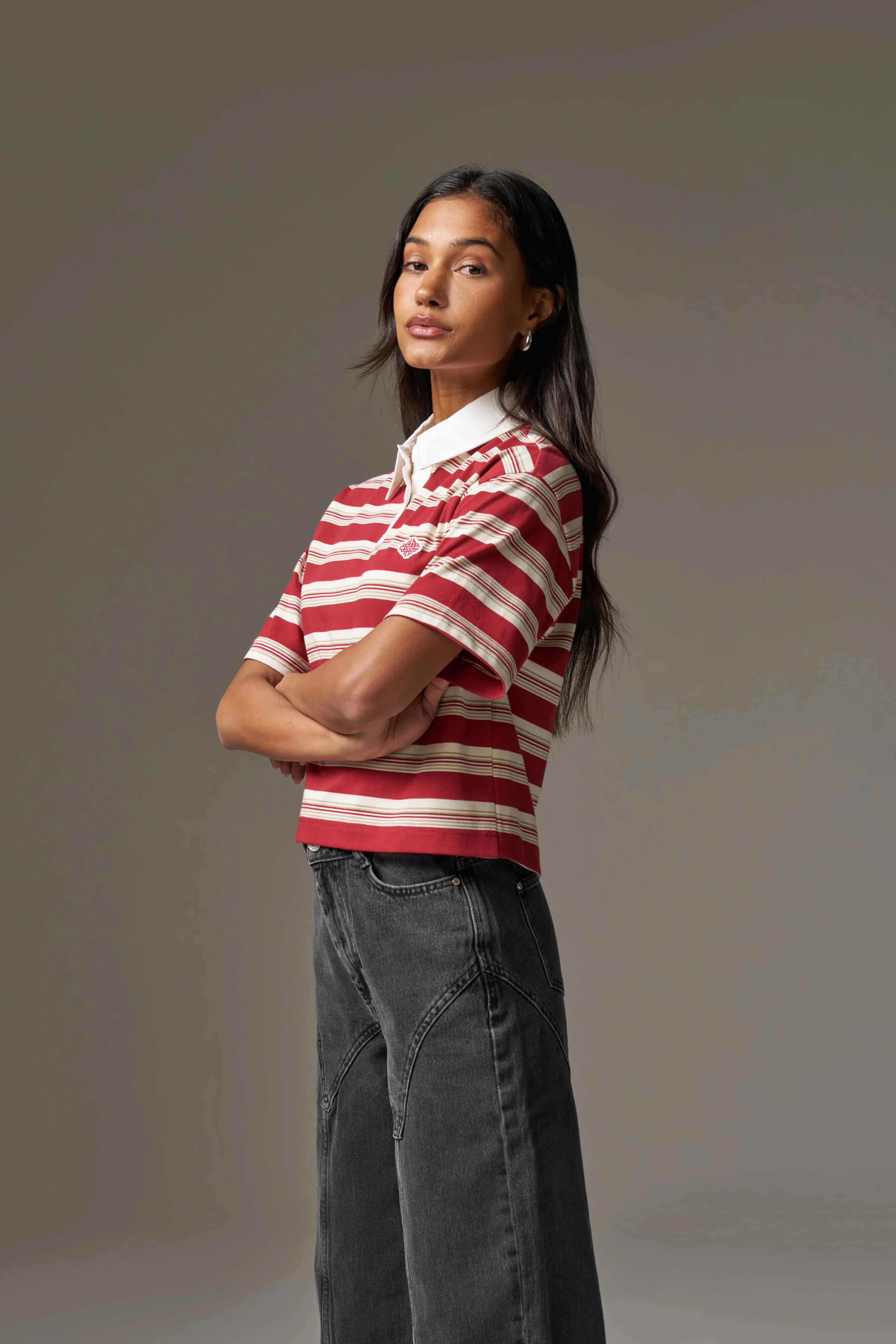 STRIPED POLO TEE - RED