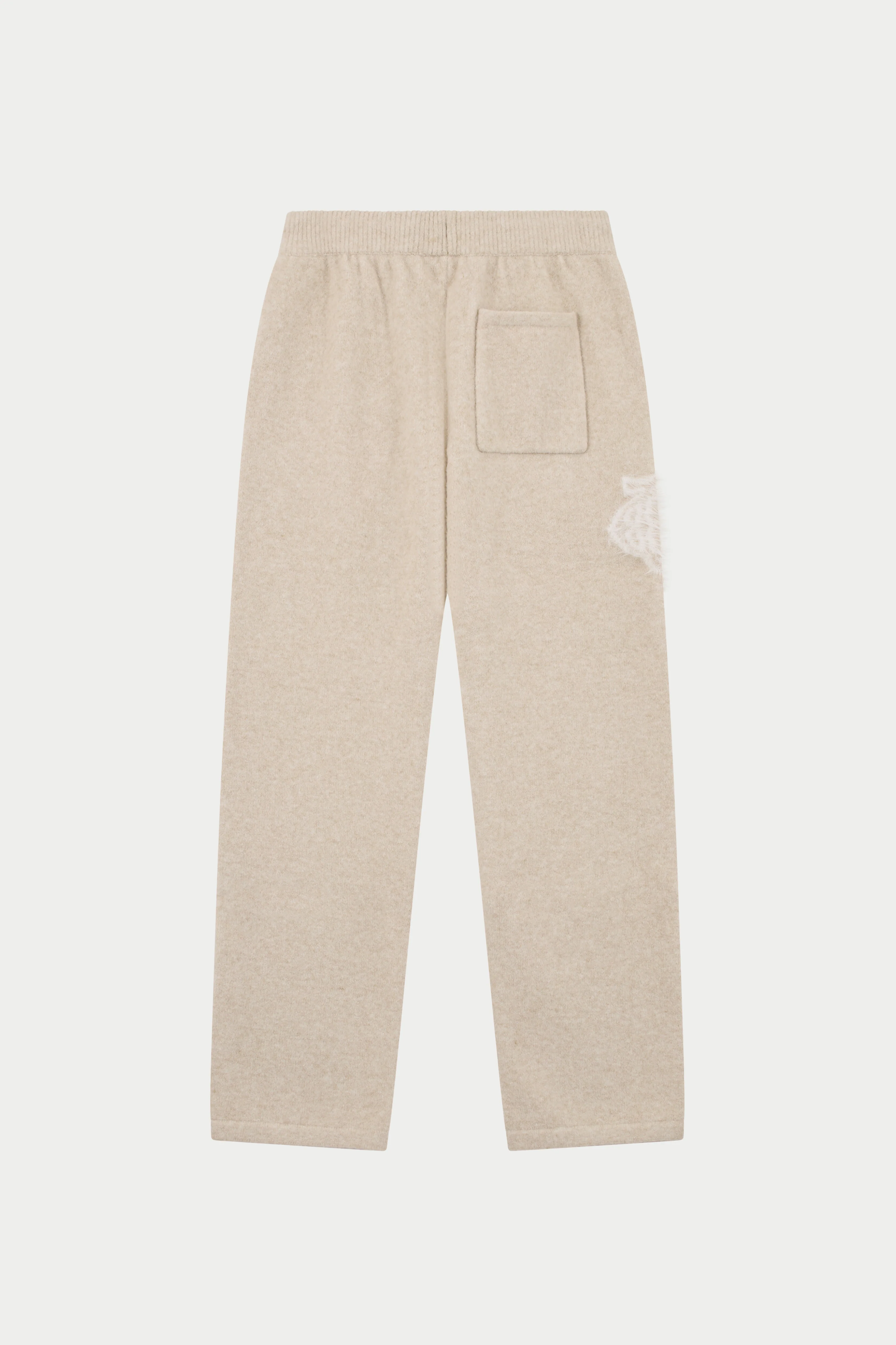 MONGRAM EMBLEM FLUFFY KNIT JOGGERS - BEIGE
