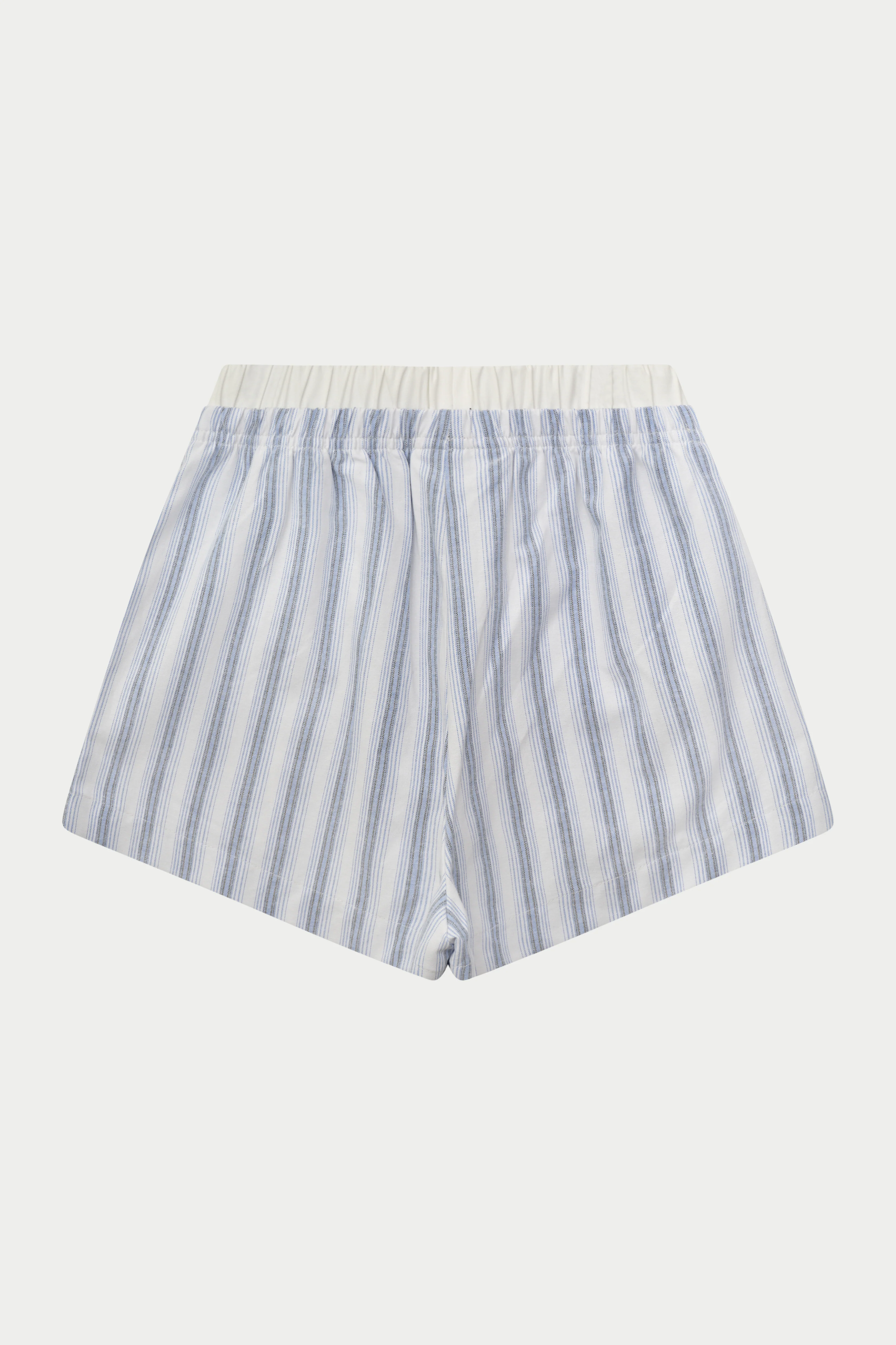 STRIPE BOXER WAISTBAND WOVEN SHORTS - BLUE