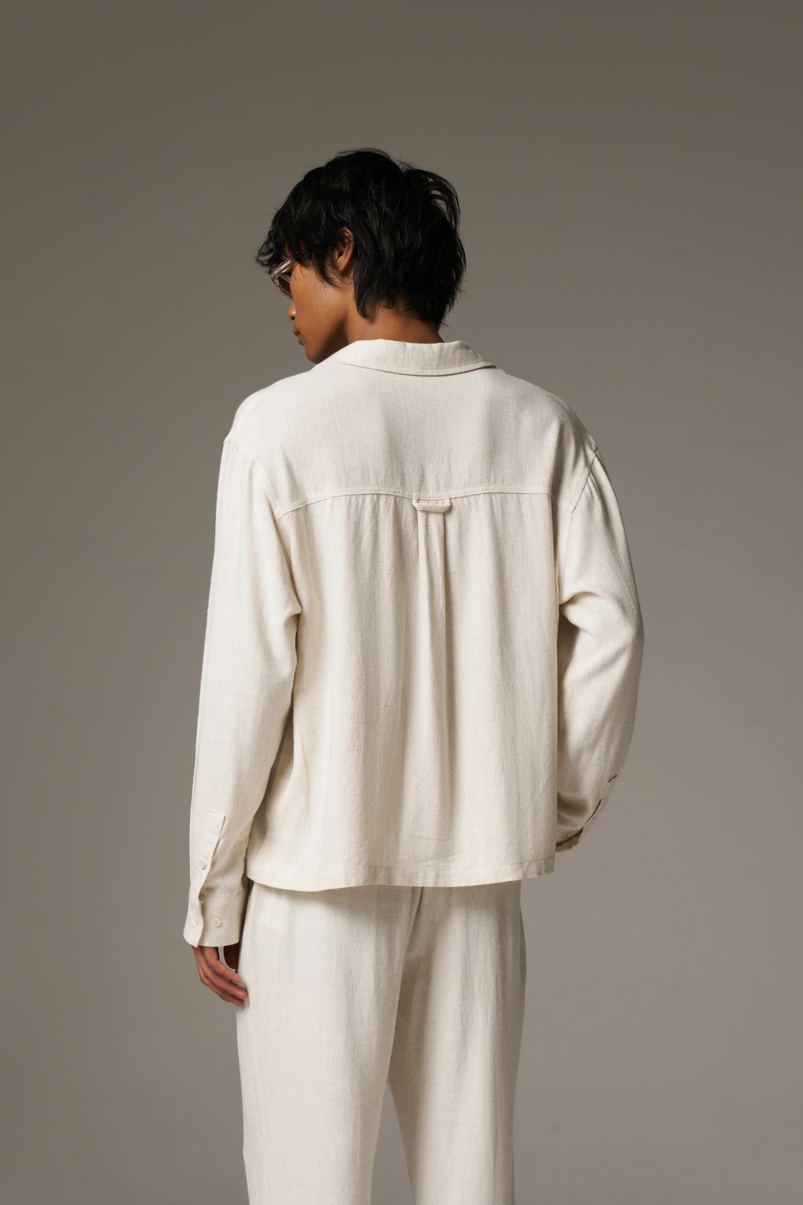 TEXTURED WOVEN SHIRT - BEIGE