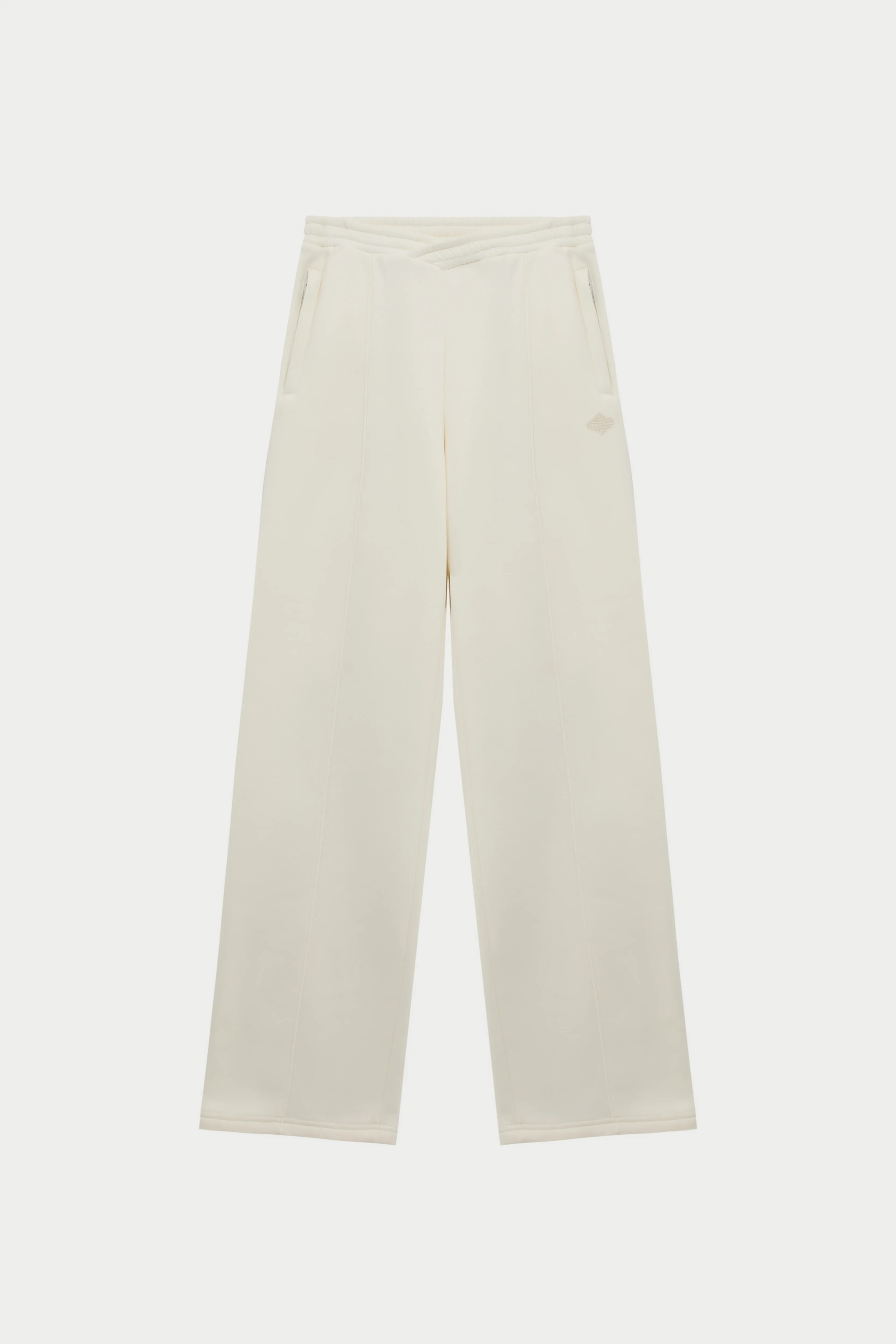 SEAM DETAIL CROSSOVER WAISTBAND JOGGERS - OFF WHITE